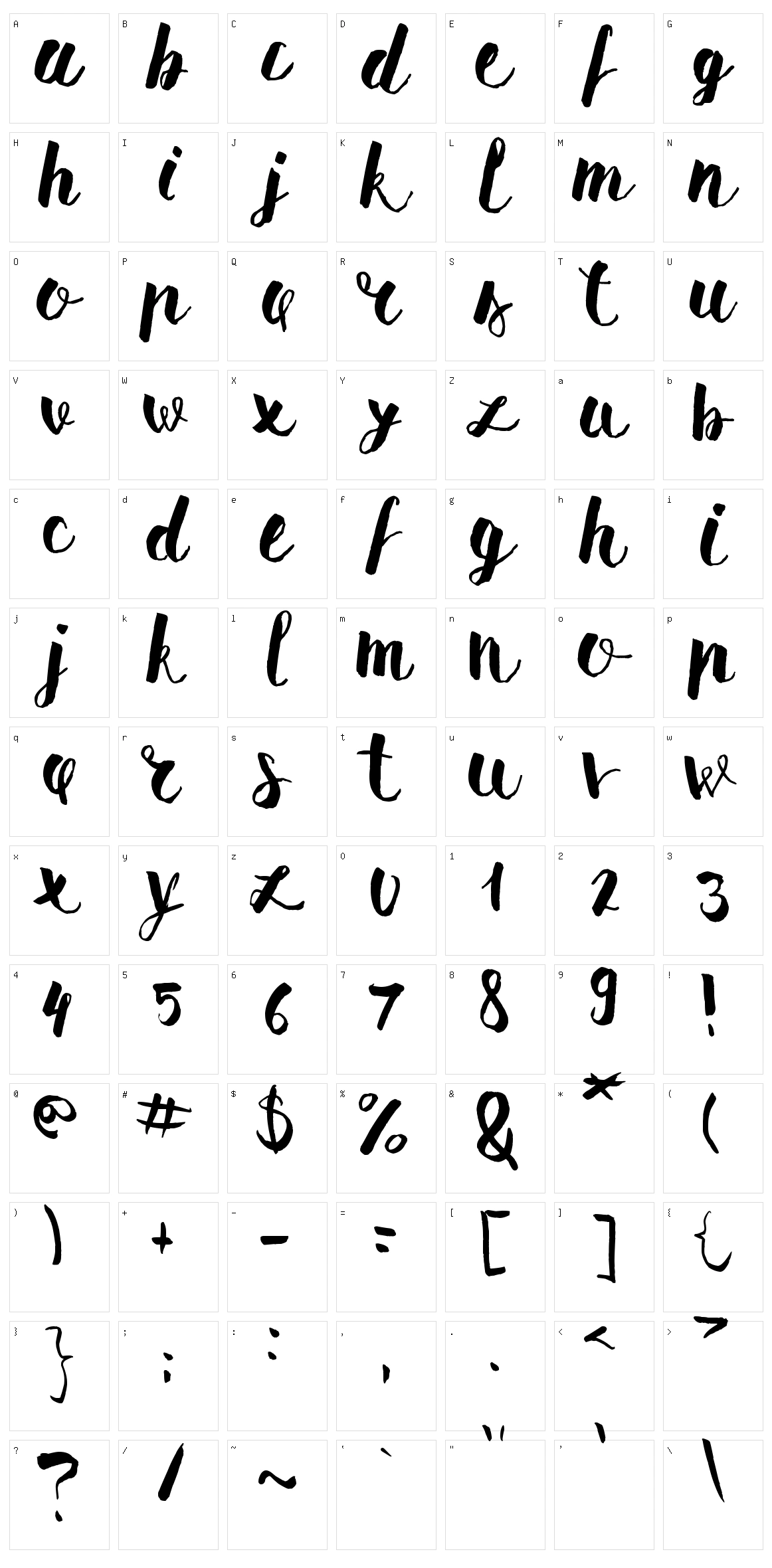 Pomah Type Character Set