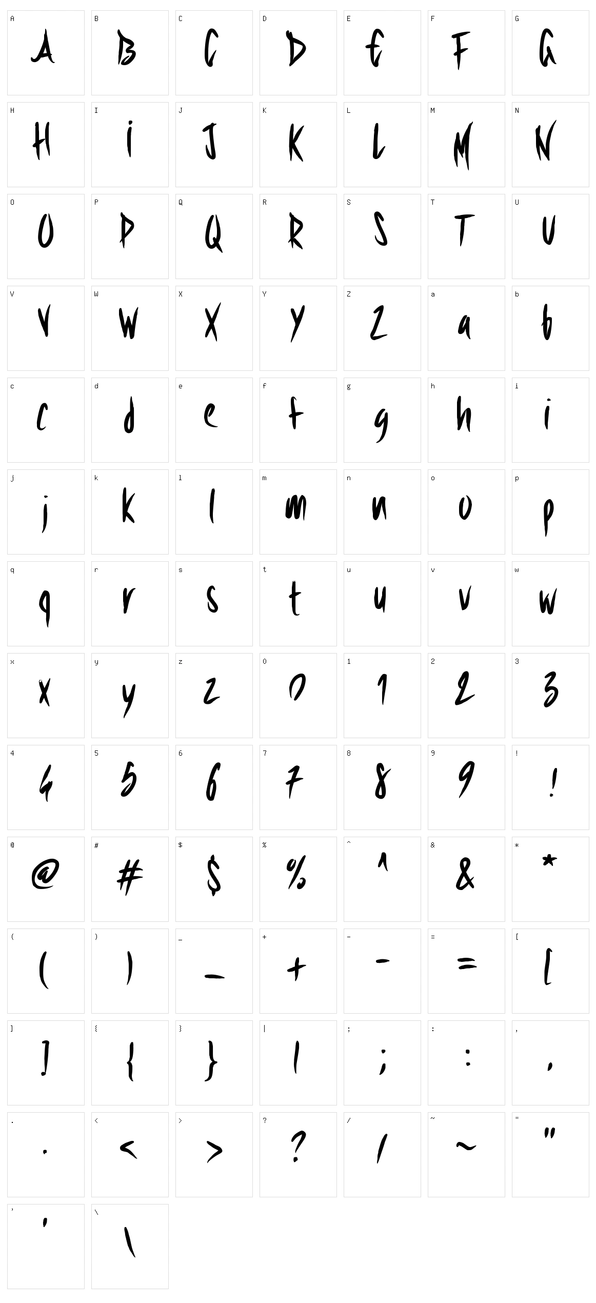 PW Sharp Brush Character Set