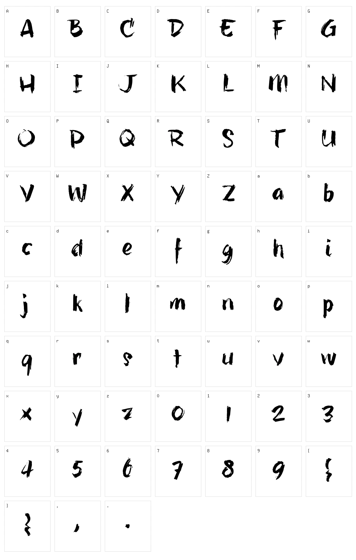 HillBelly Character Set