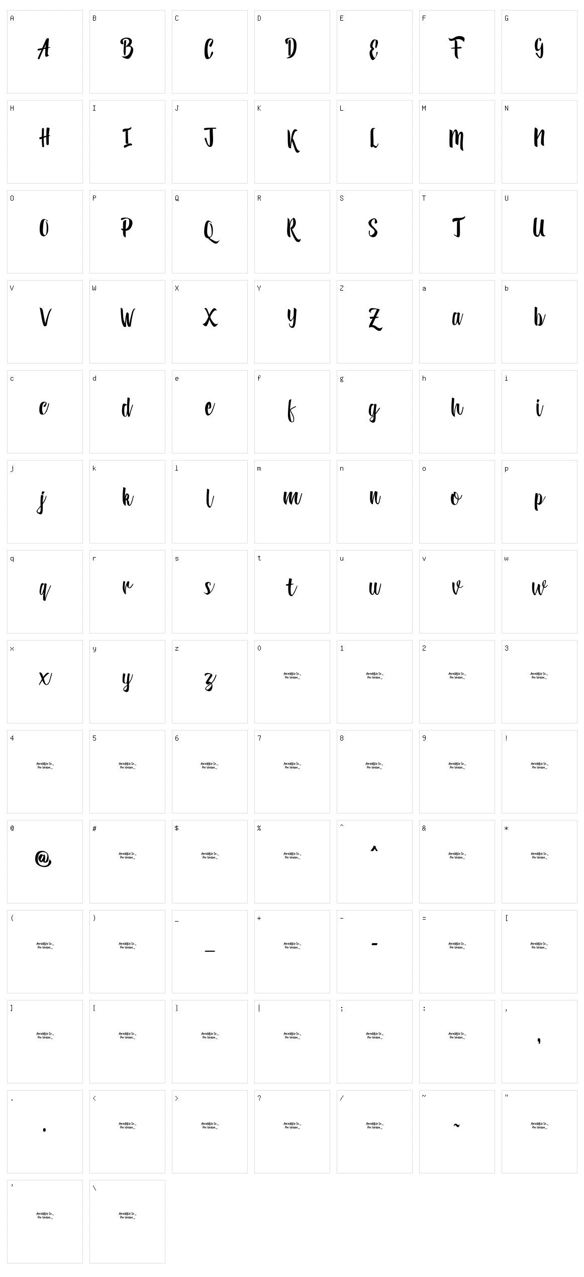 Reybro Character Set