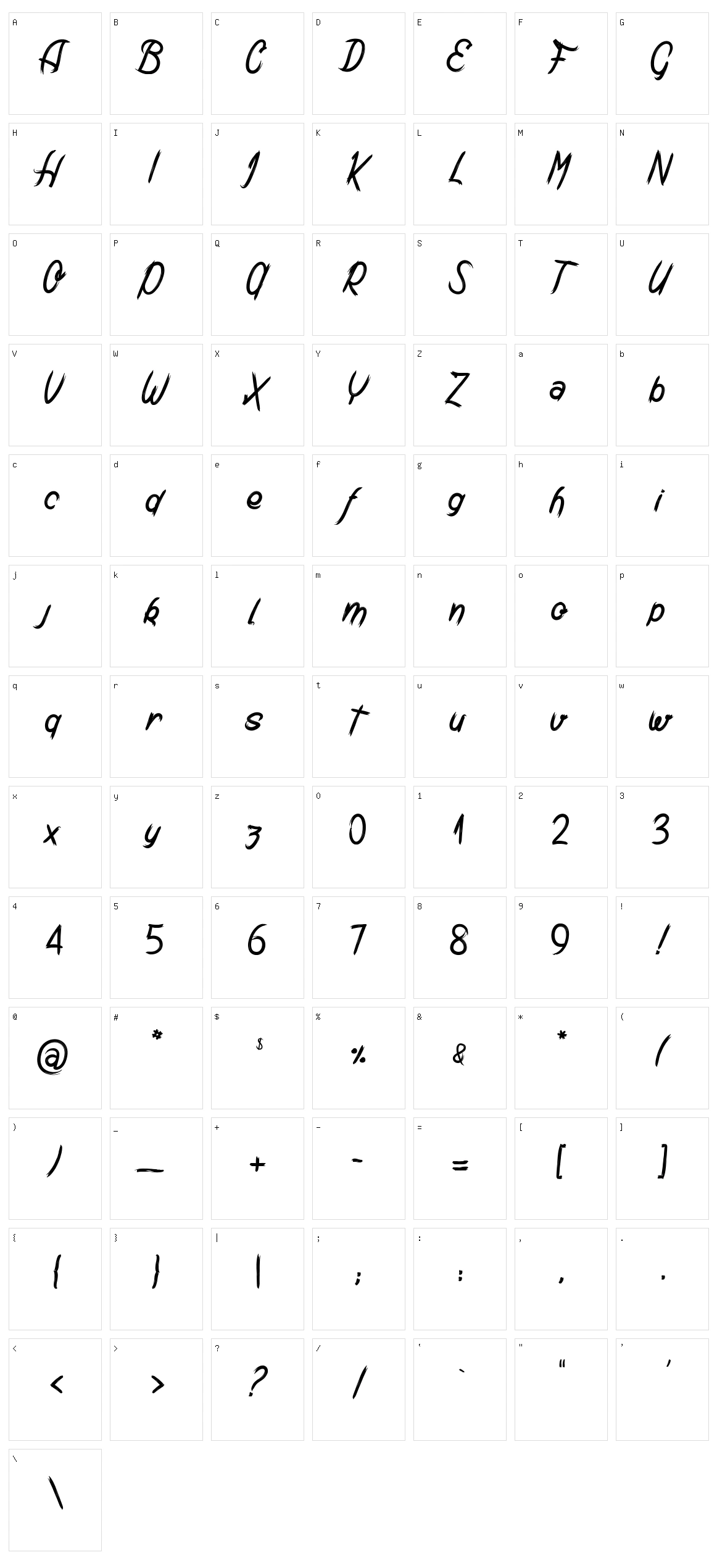 Amtrash Character Set