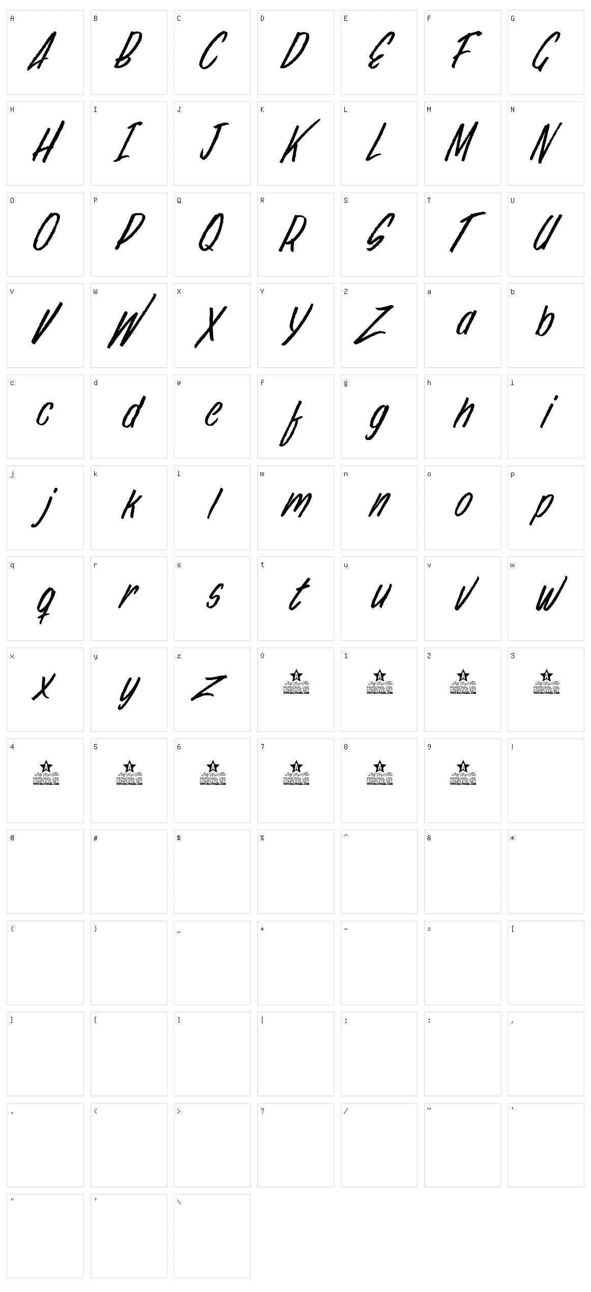 Brush Stroke Character Set