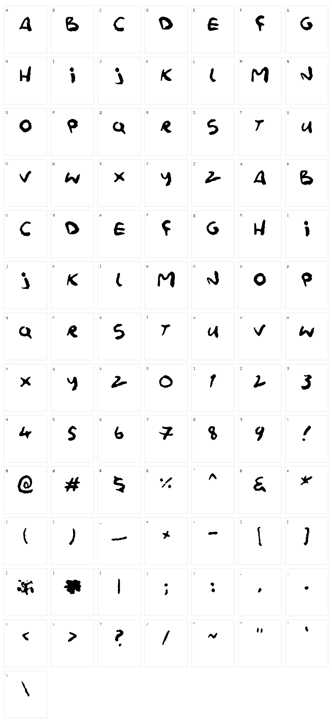 Splatink Character Set