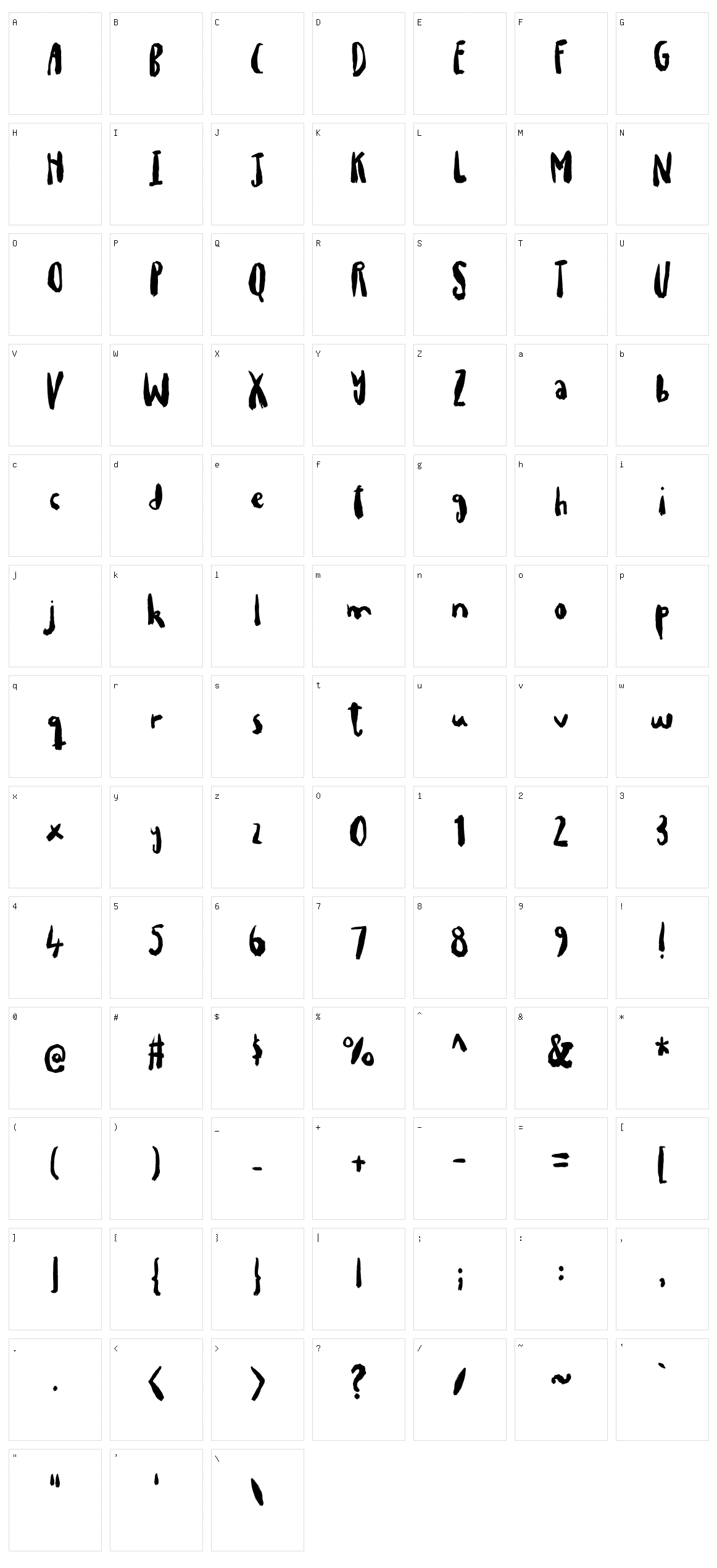 Drillepind Character Set