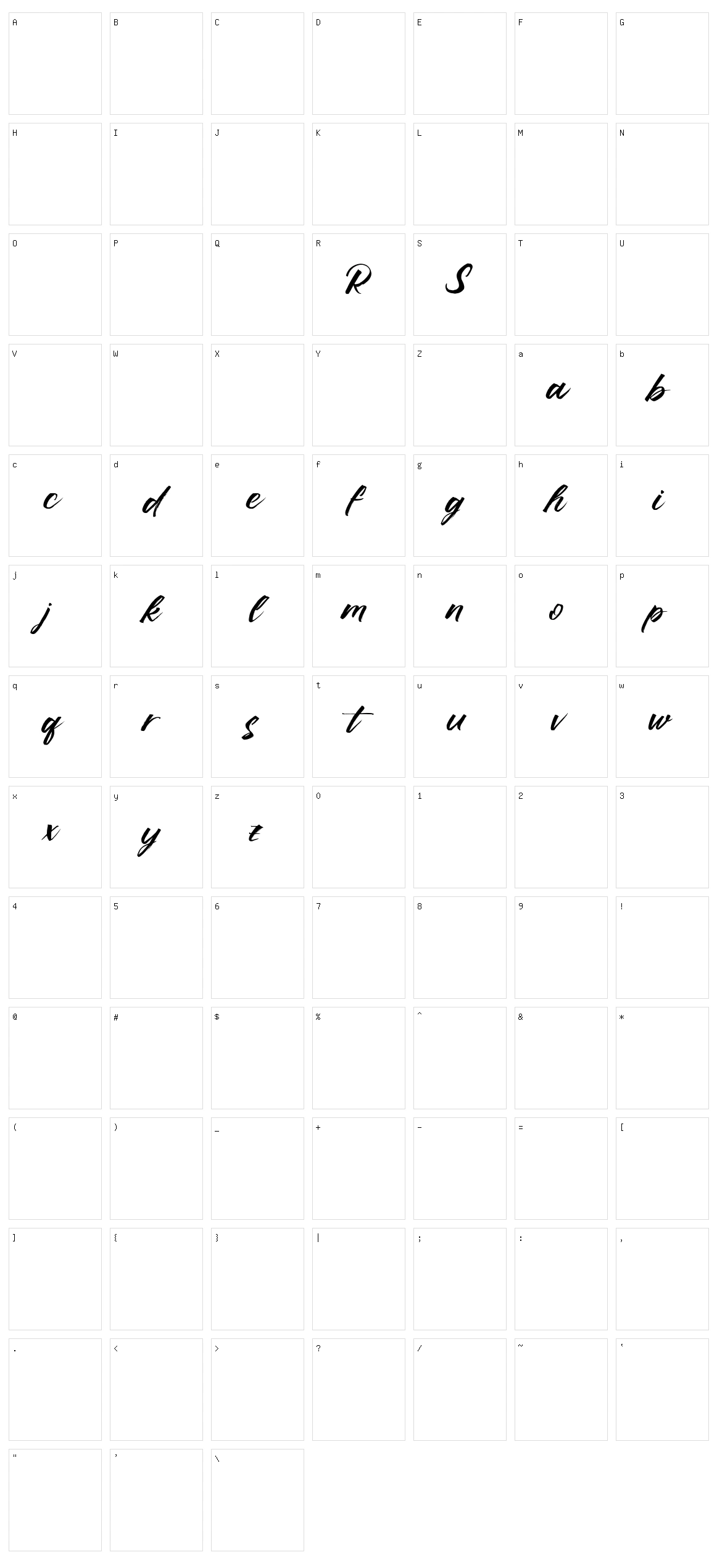 Ruffle Script Character Set