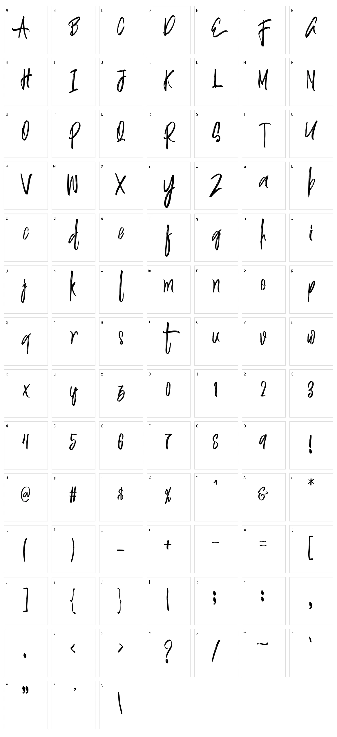 Justin Character Set