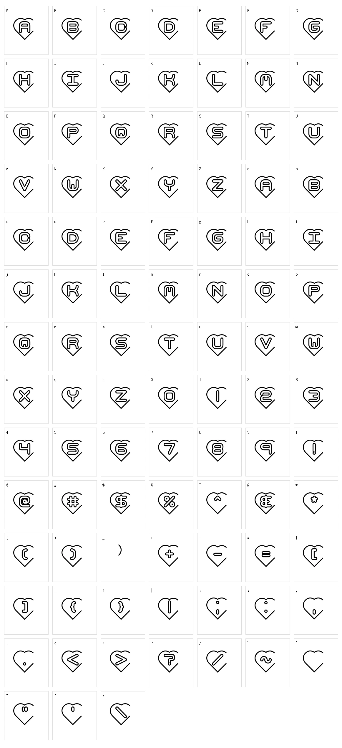 Hearts BRK Character Set