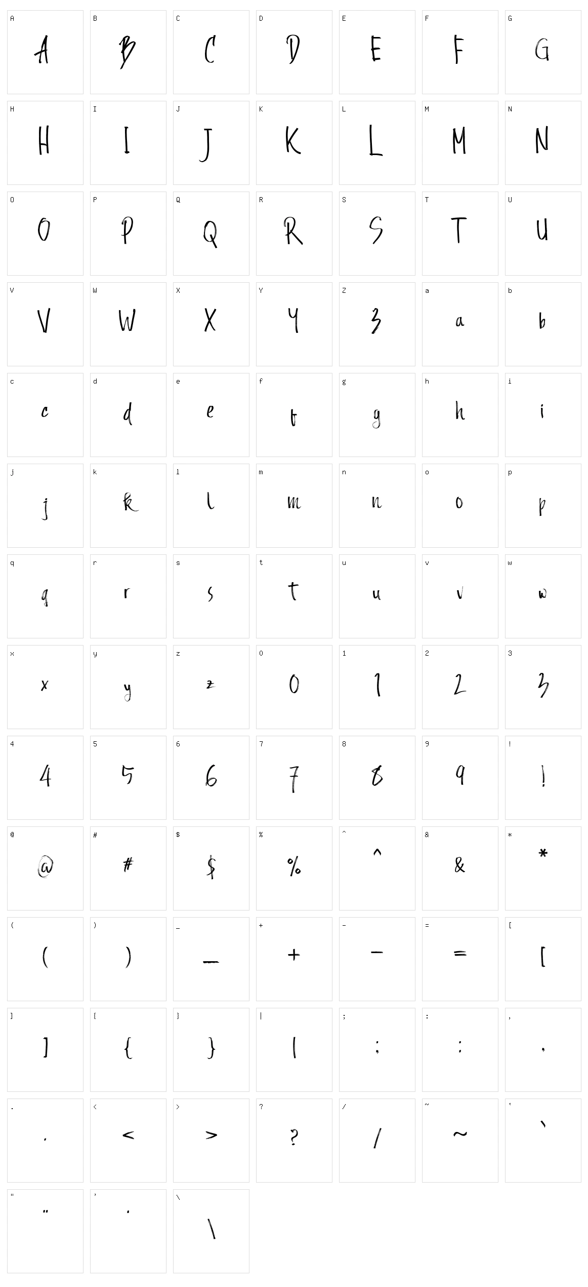 Andecha Character Set
