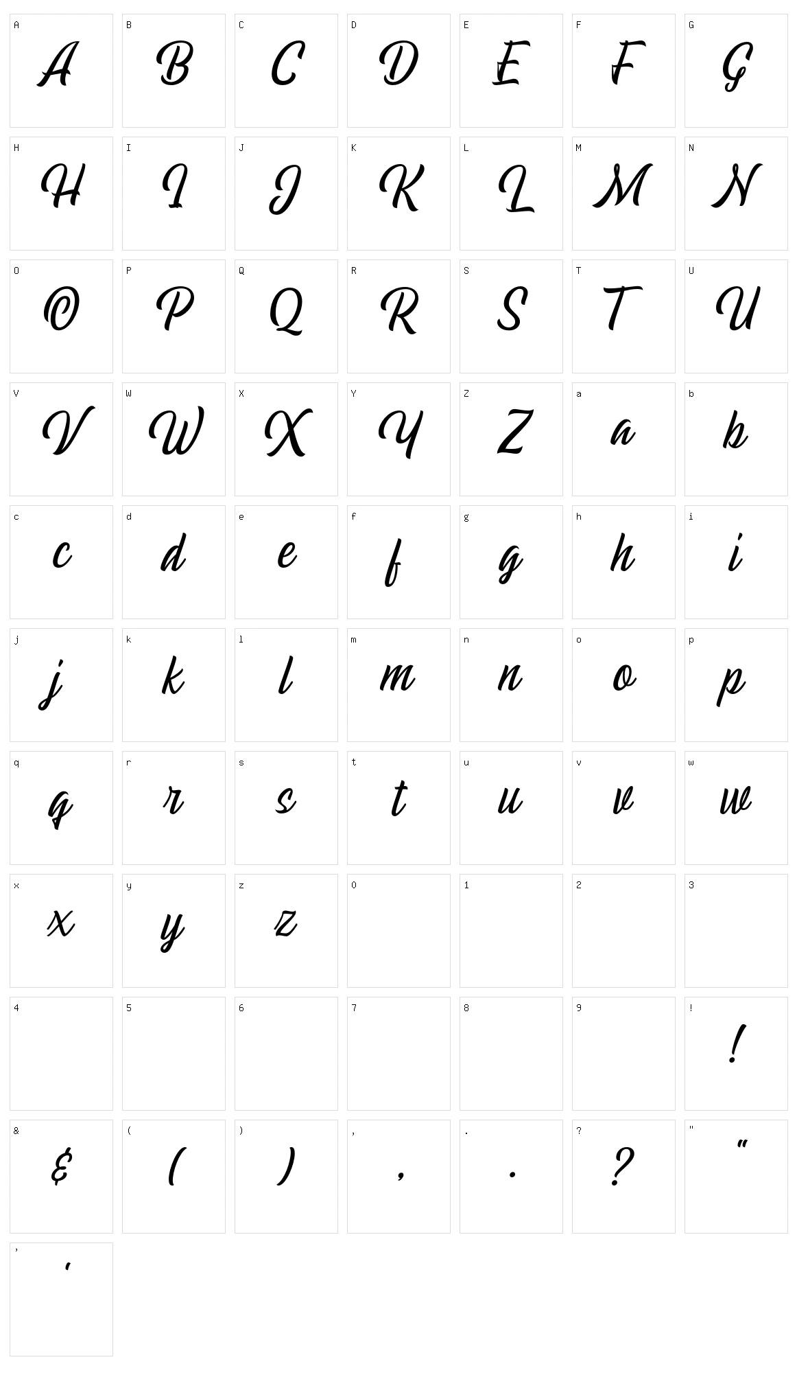 Echomotors Script Character Set