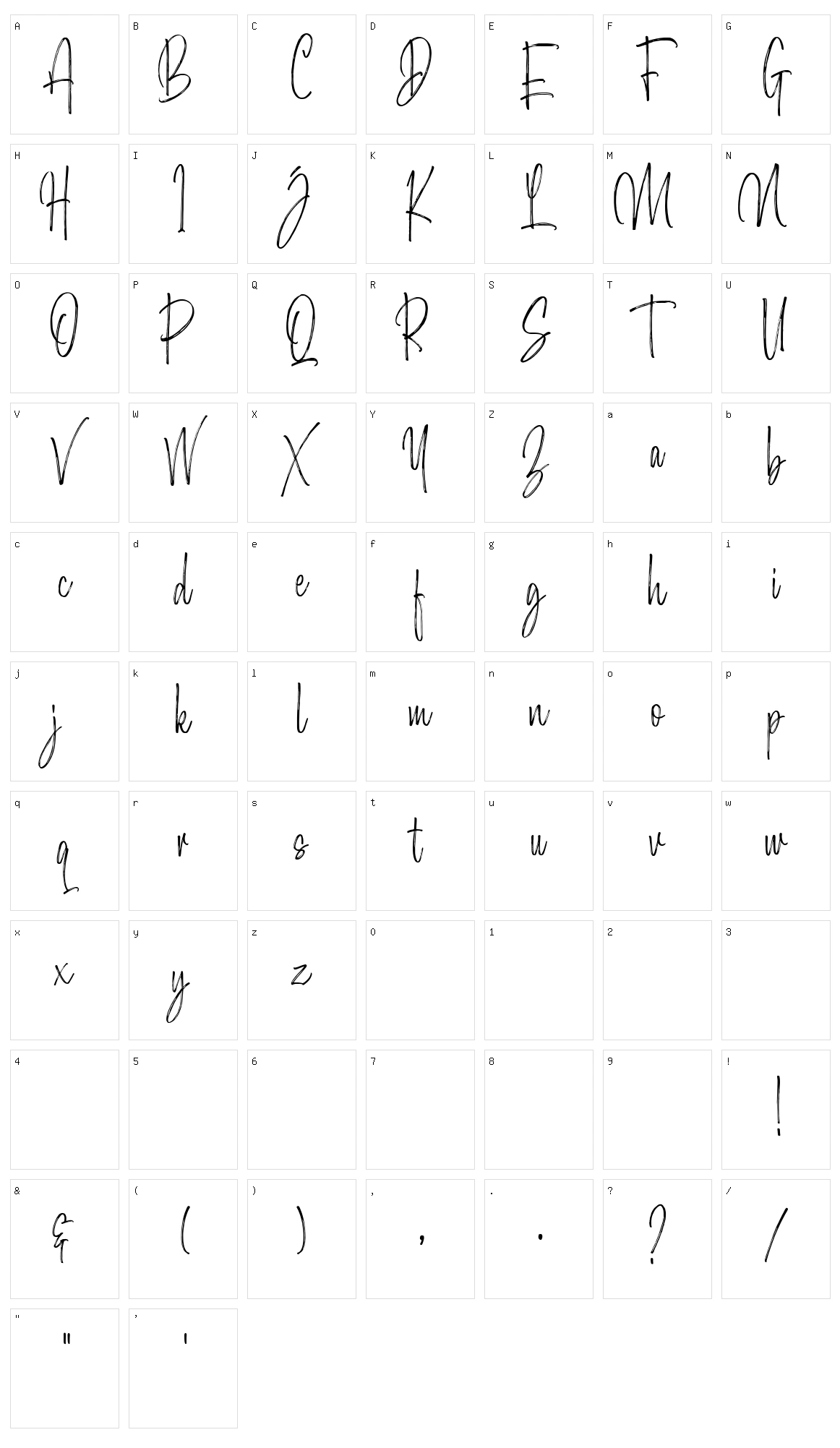 Morristtone Character Set
