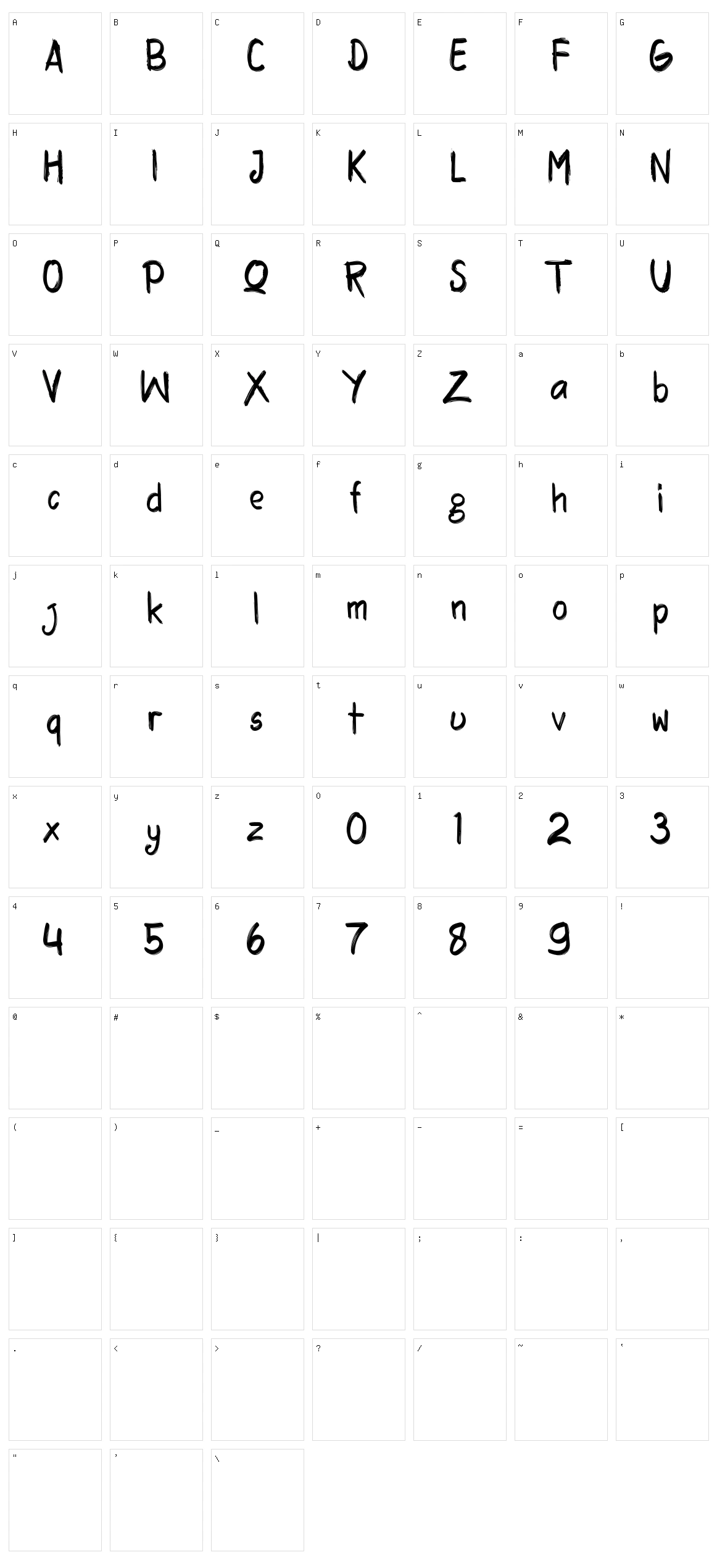 Rasquake Character Set