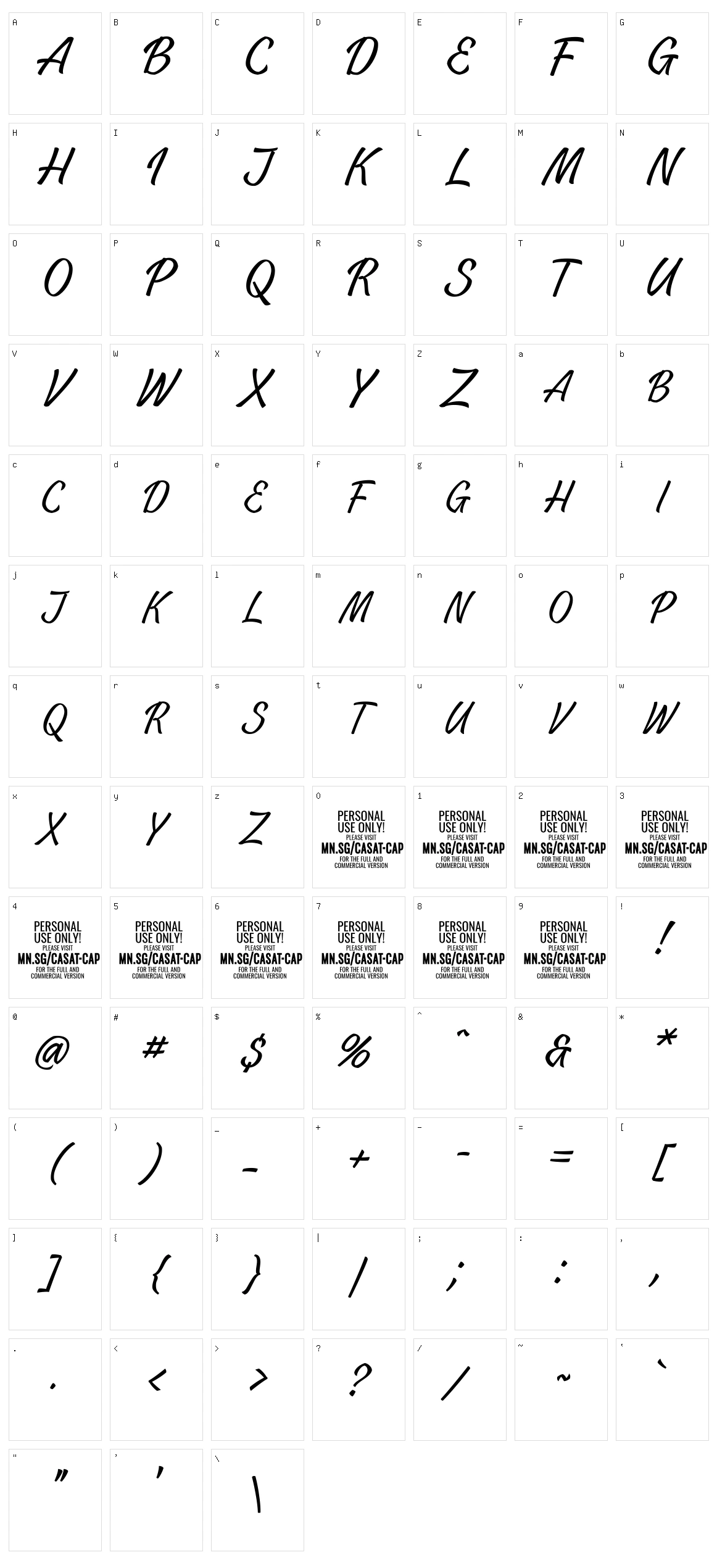 Casat Cap Character Set