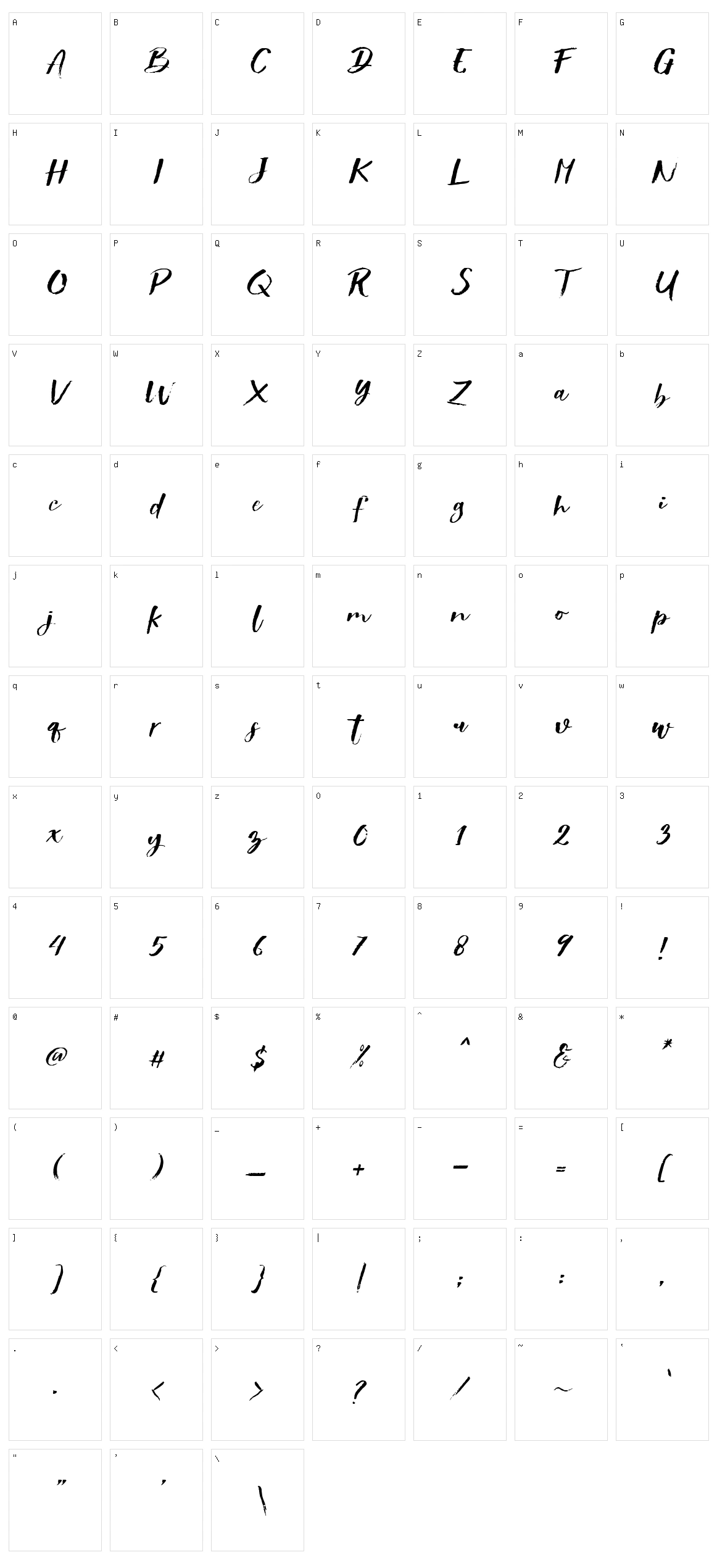 Showety Brush Character Set