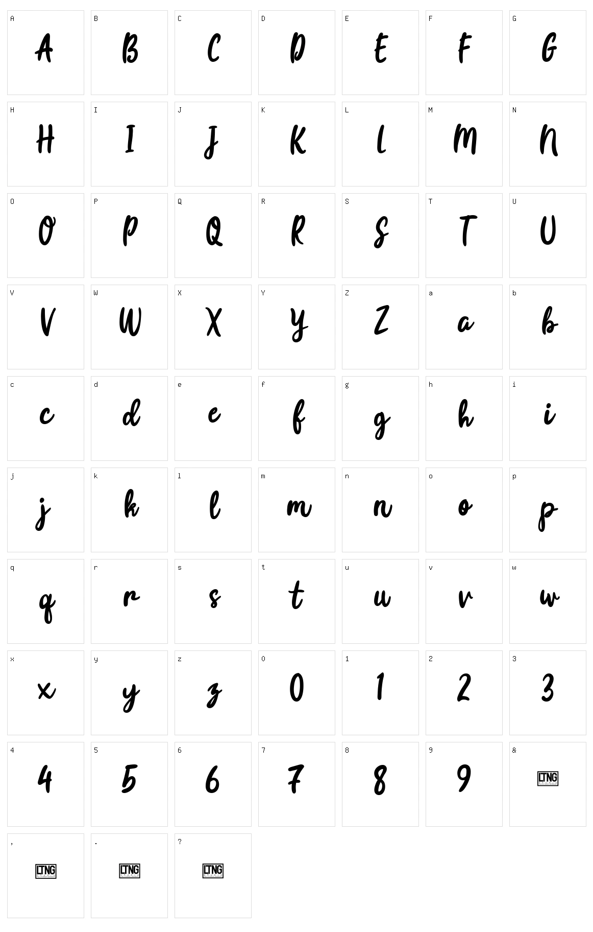 Joyfulness Script Character Set