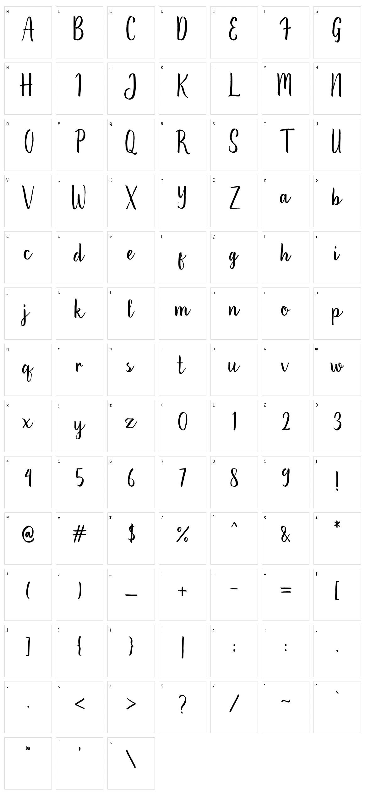 Hikerstone Character Set