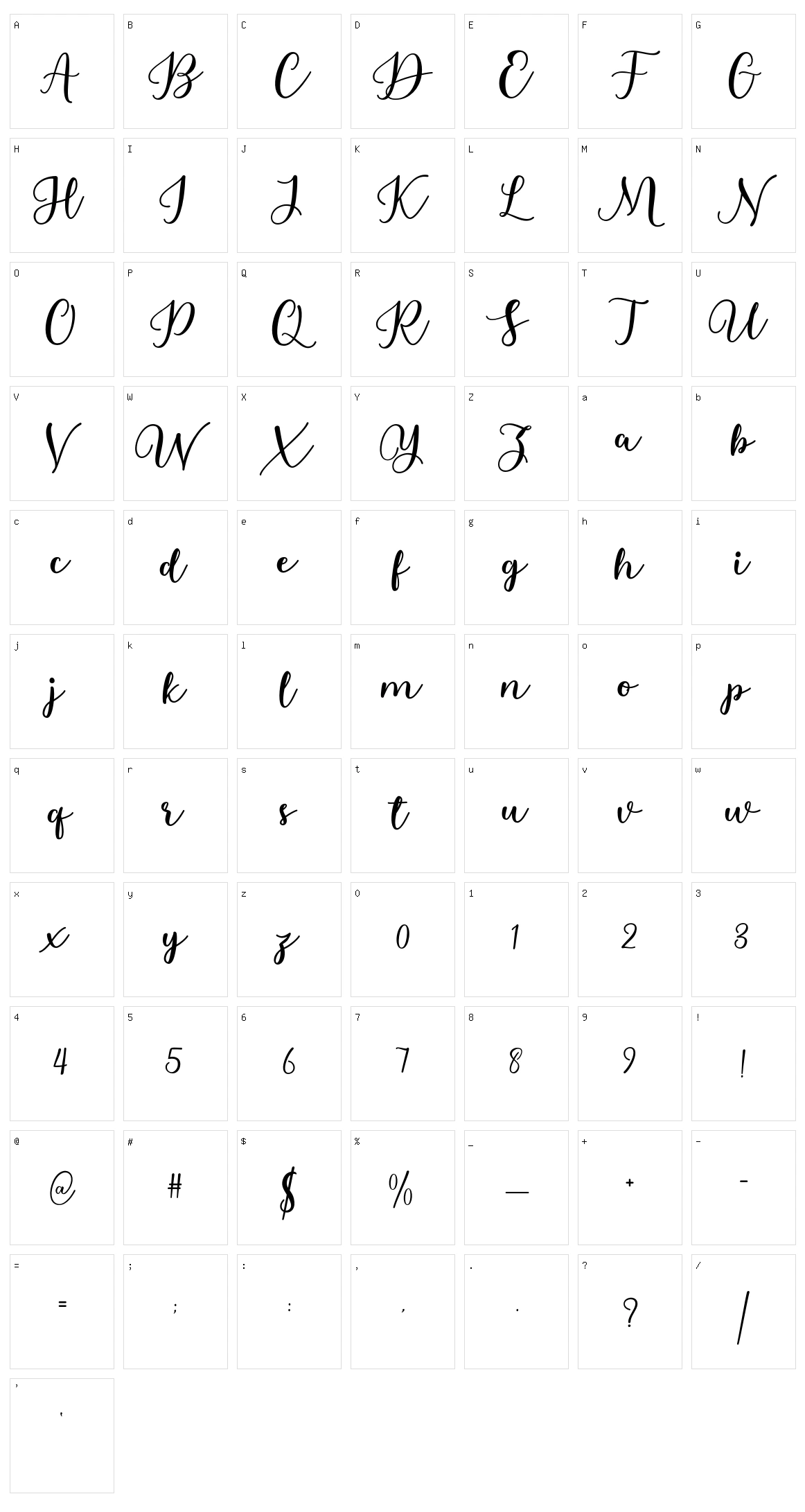 Estafet Letter Script Character Set
