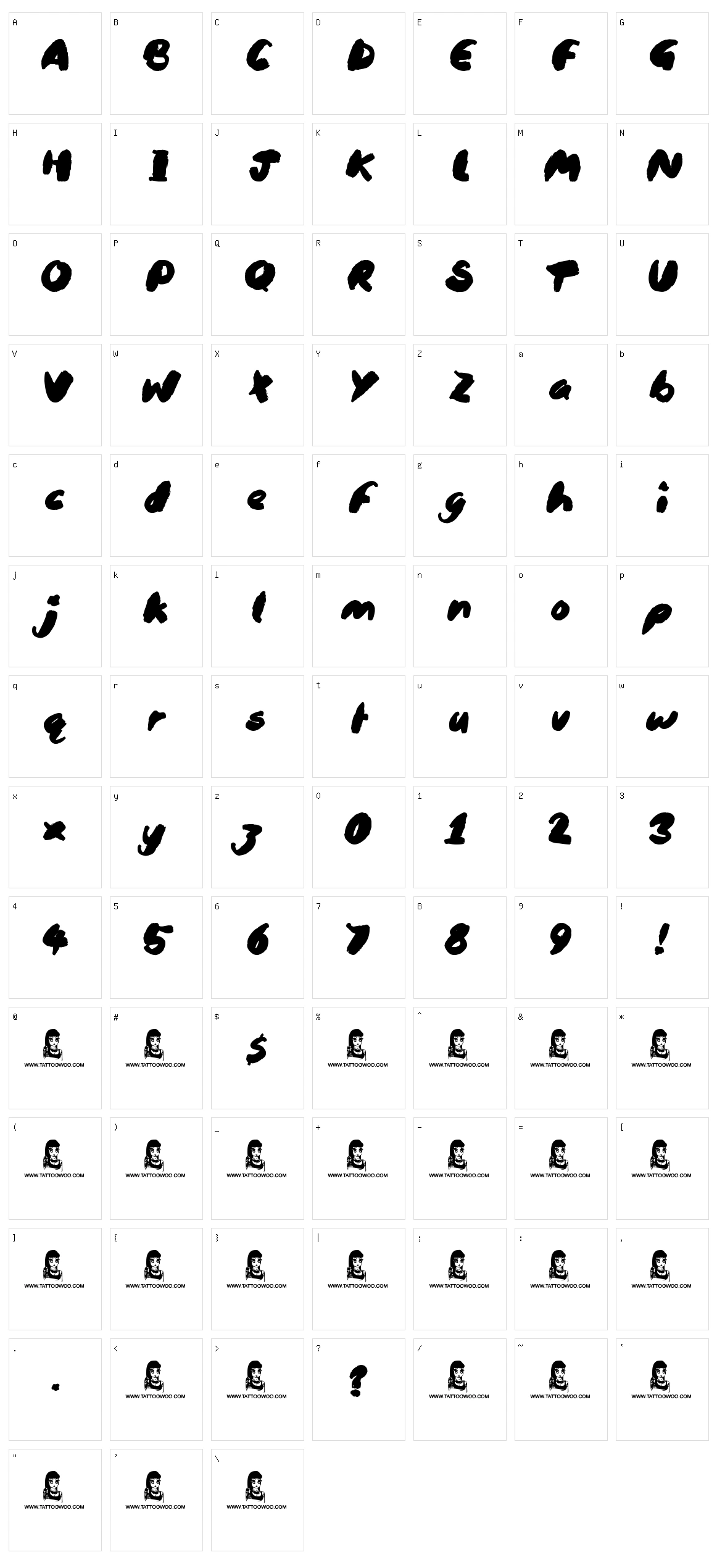 Black Brush Character Set