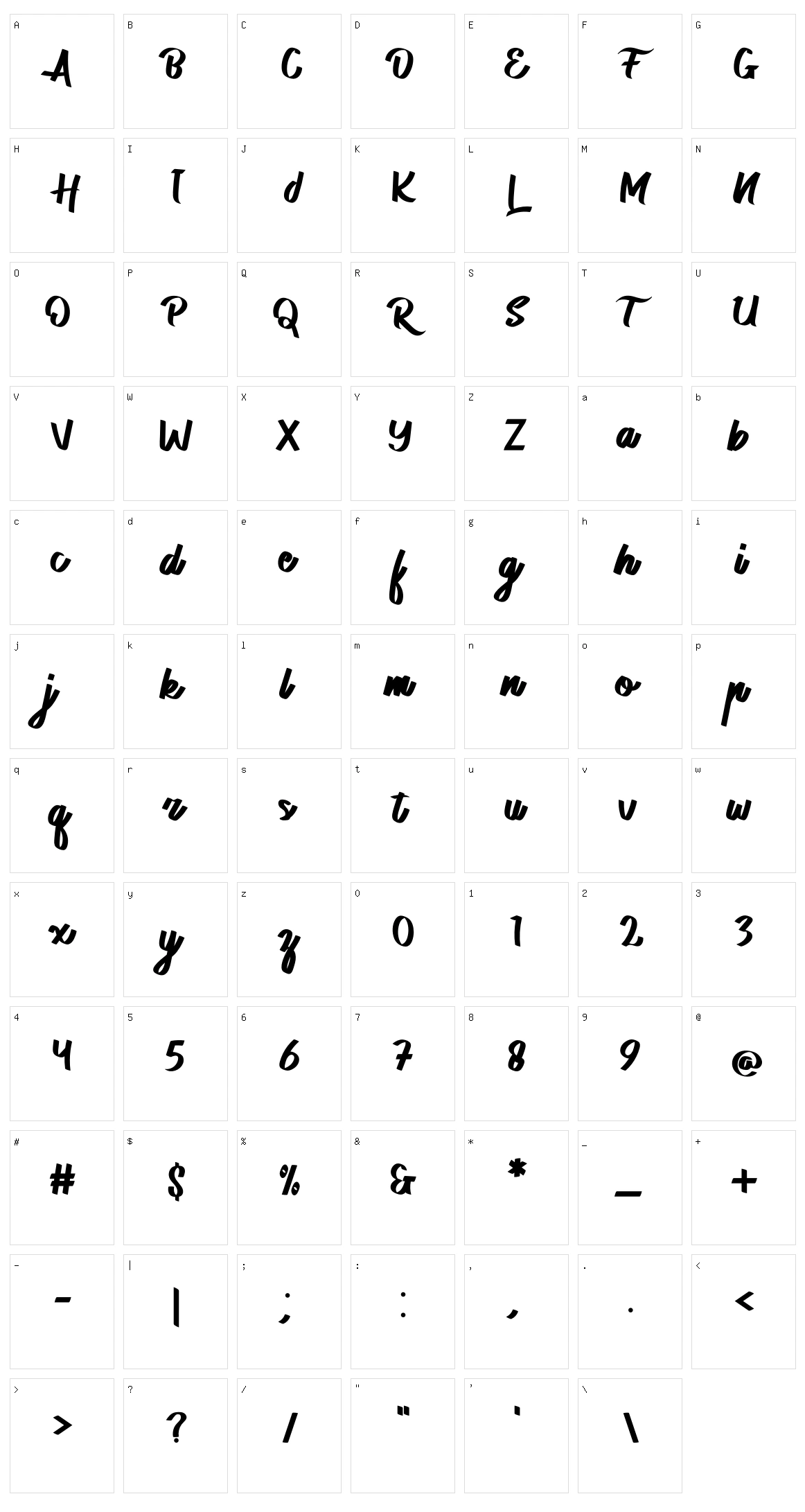 The Lovely Script Character Set