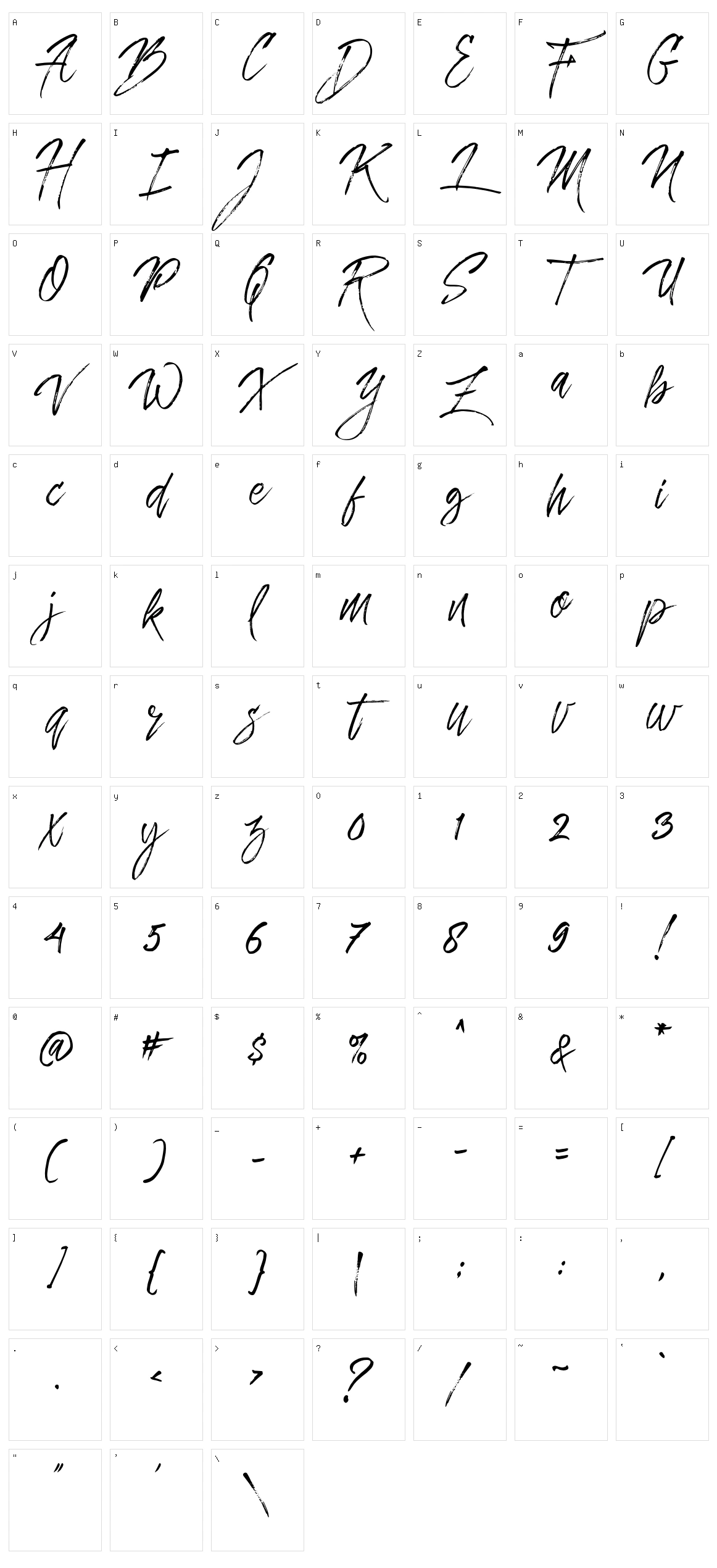 Dreamlight Typeface Character Set