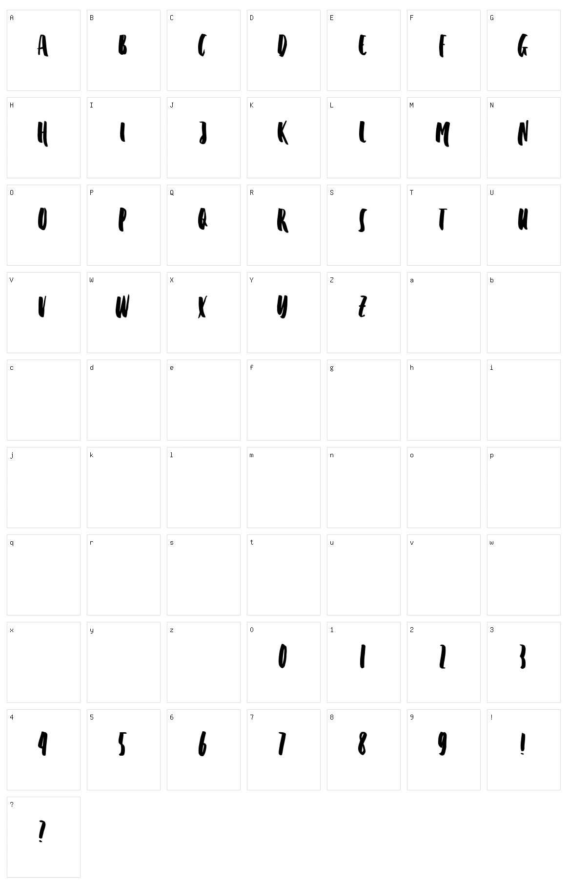 Pindow Character Set