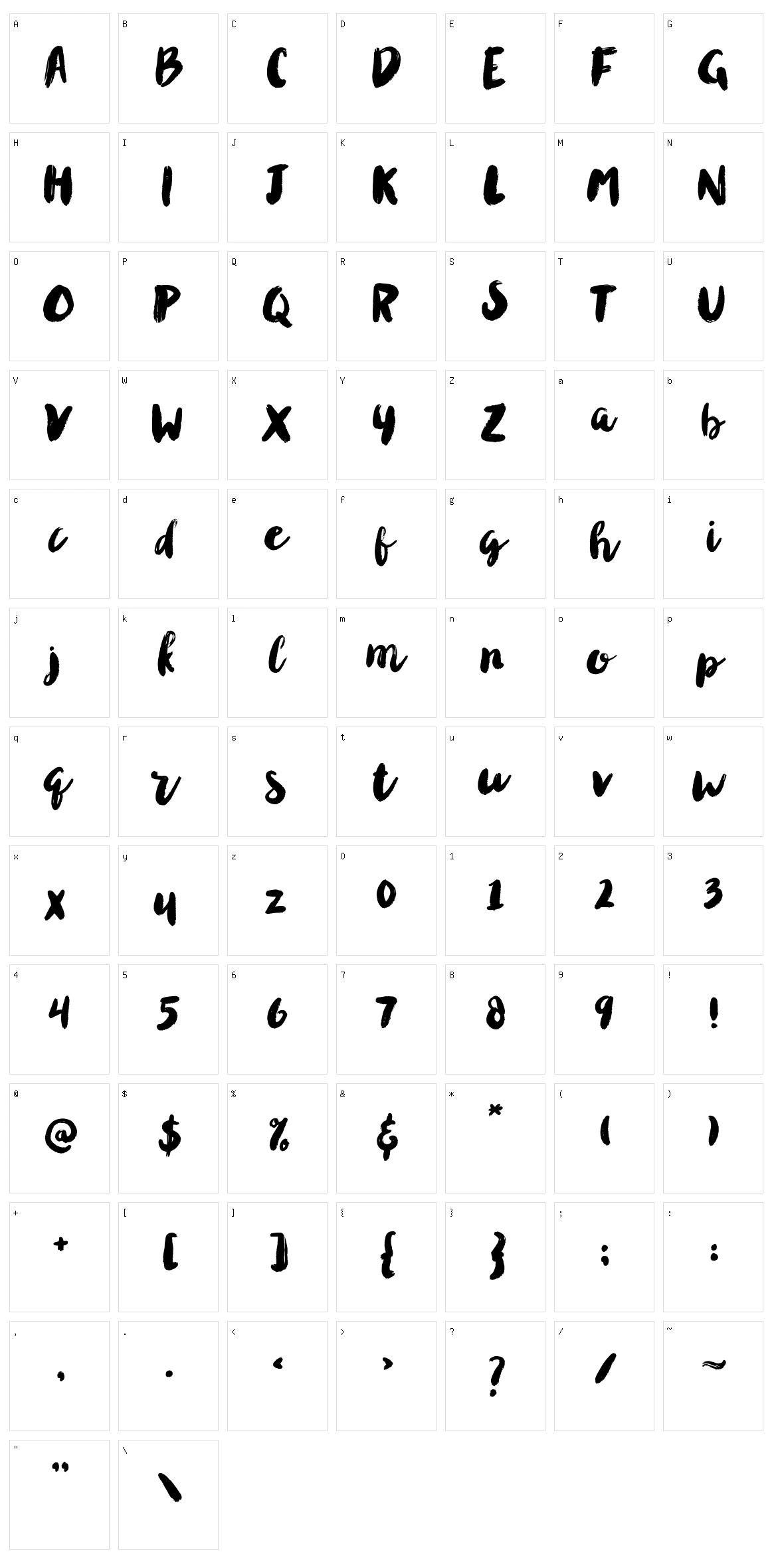 Buenos Script Character Set