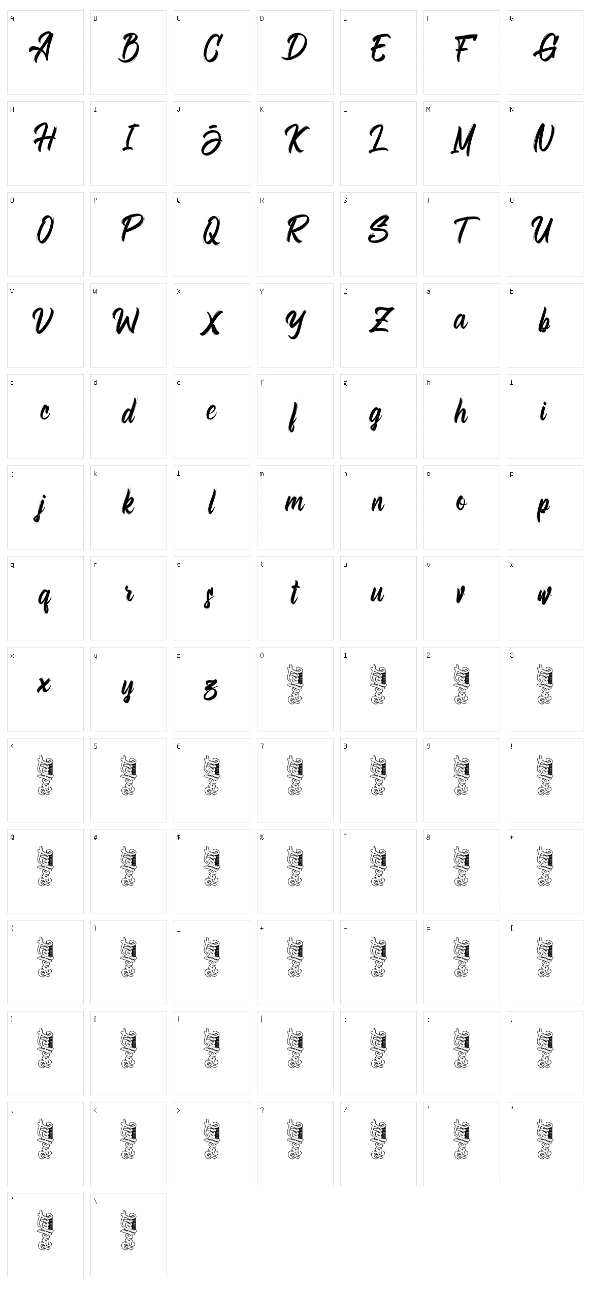 Bellsmore Brush Character Set