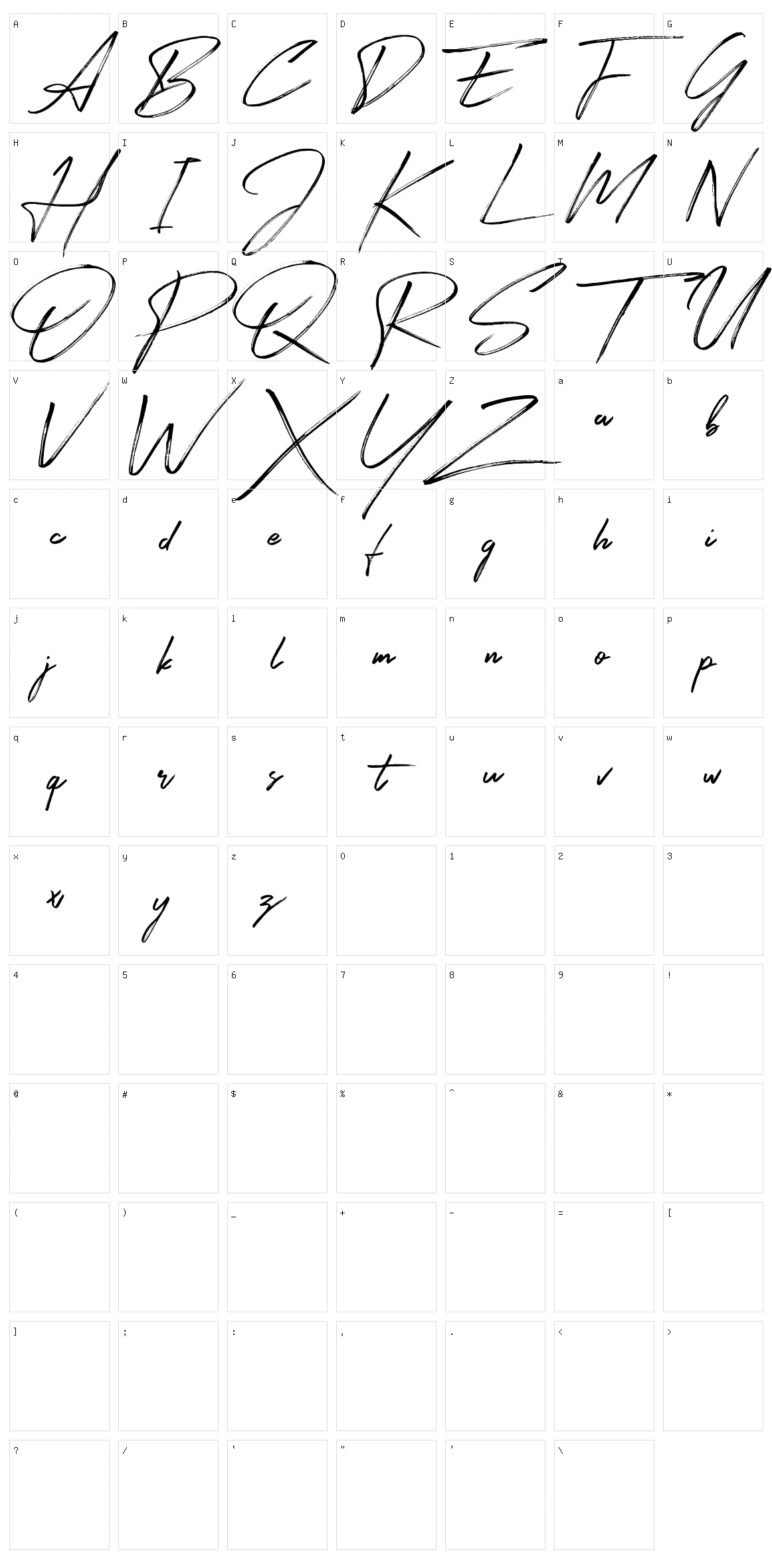 Signatour Character Set