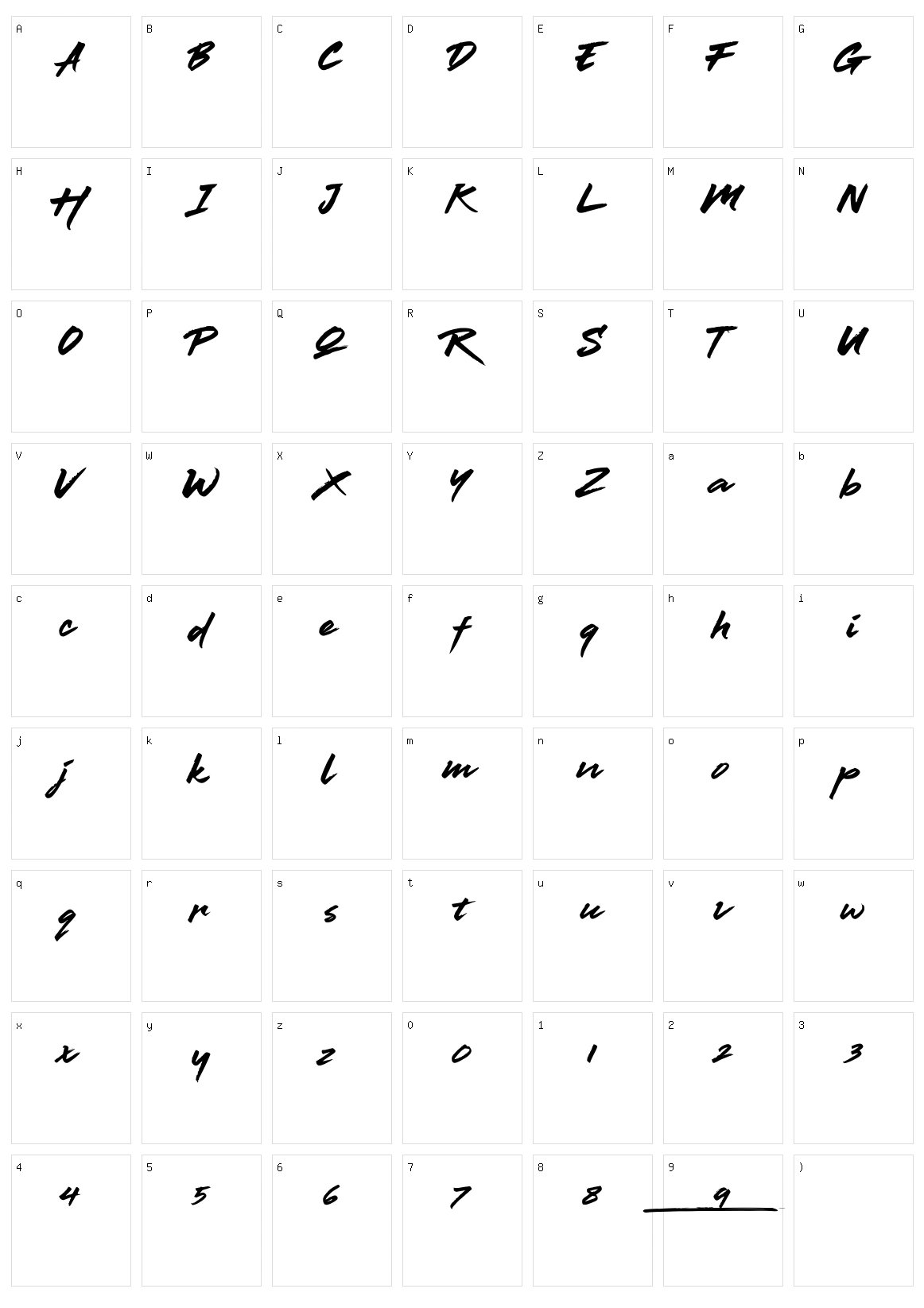 Thander Character Set