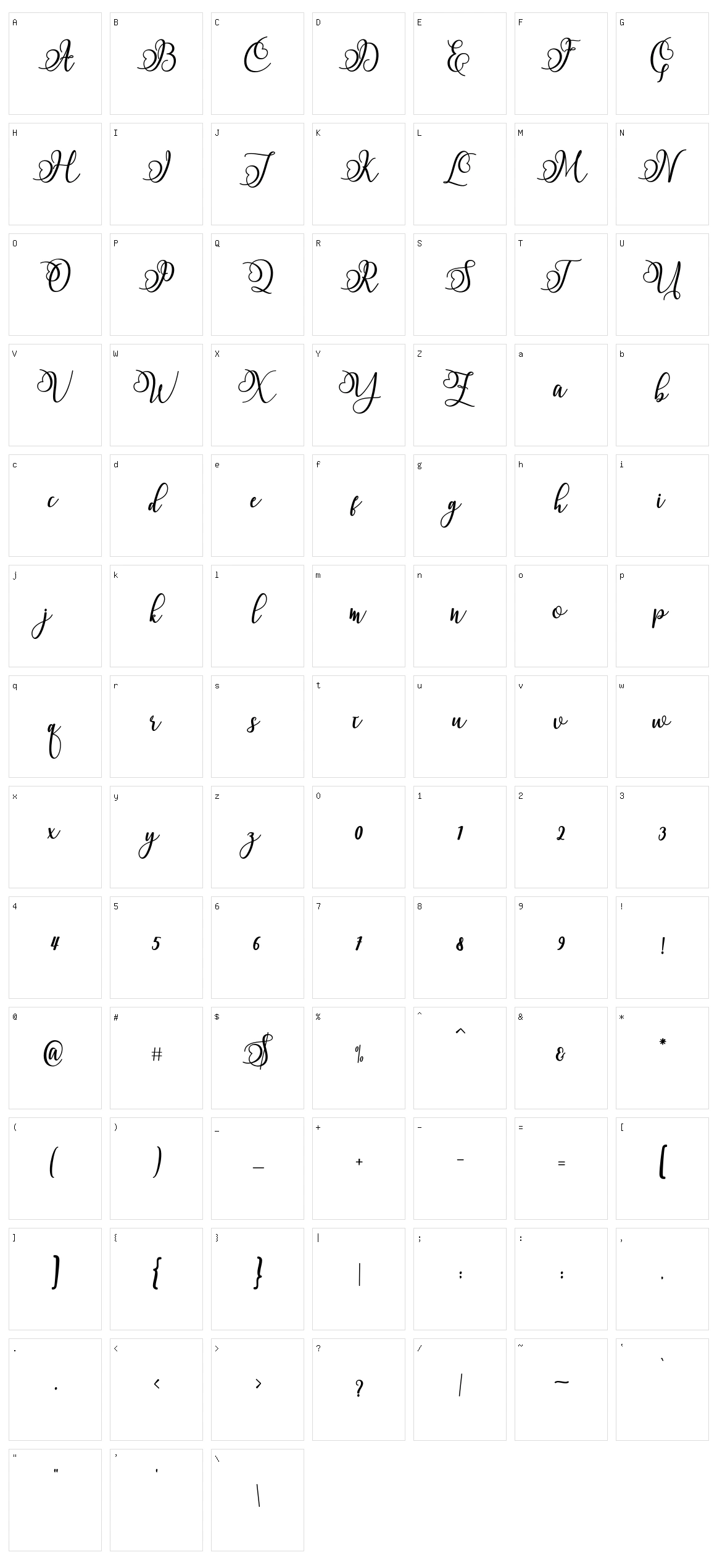 Namilla Character Set