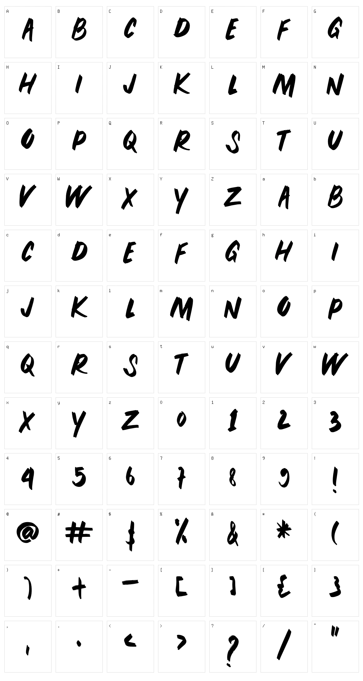 Peuna Brush Character Set