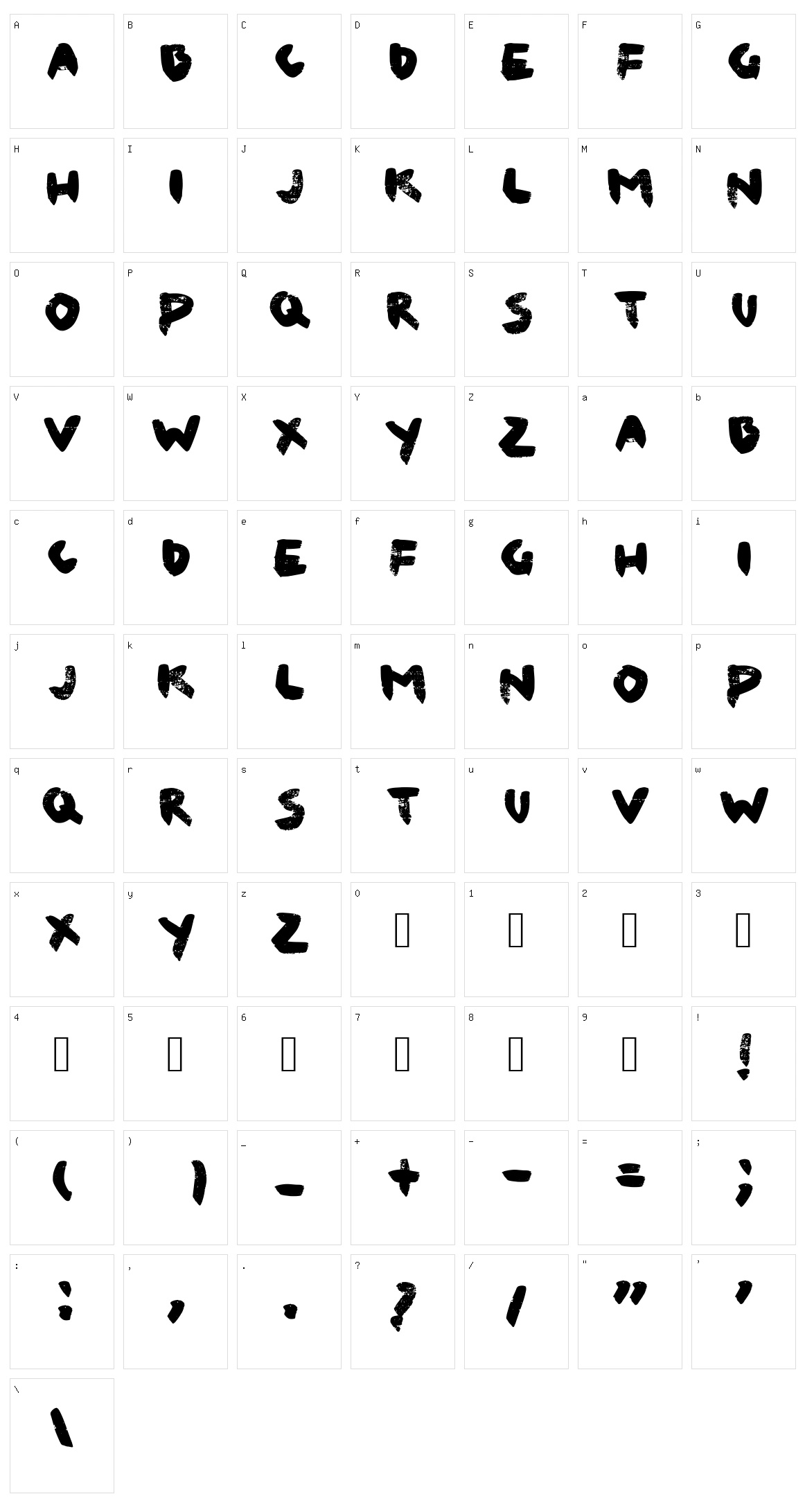 Canvaslm Character Set