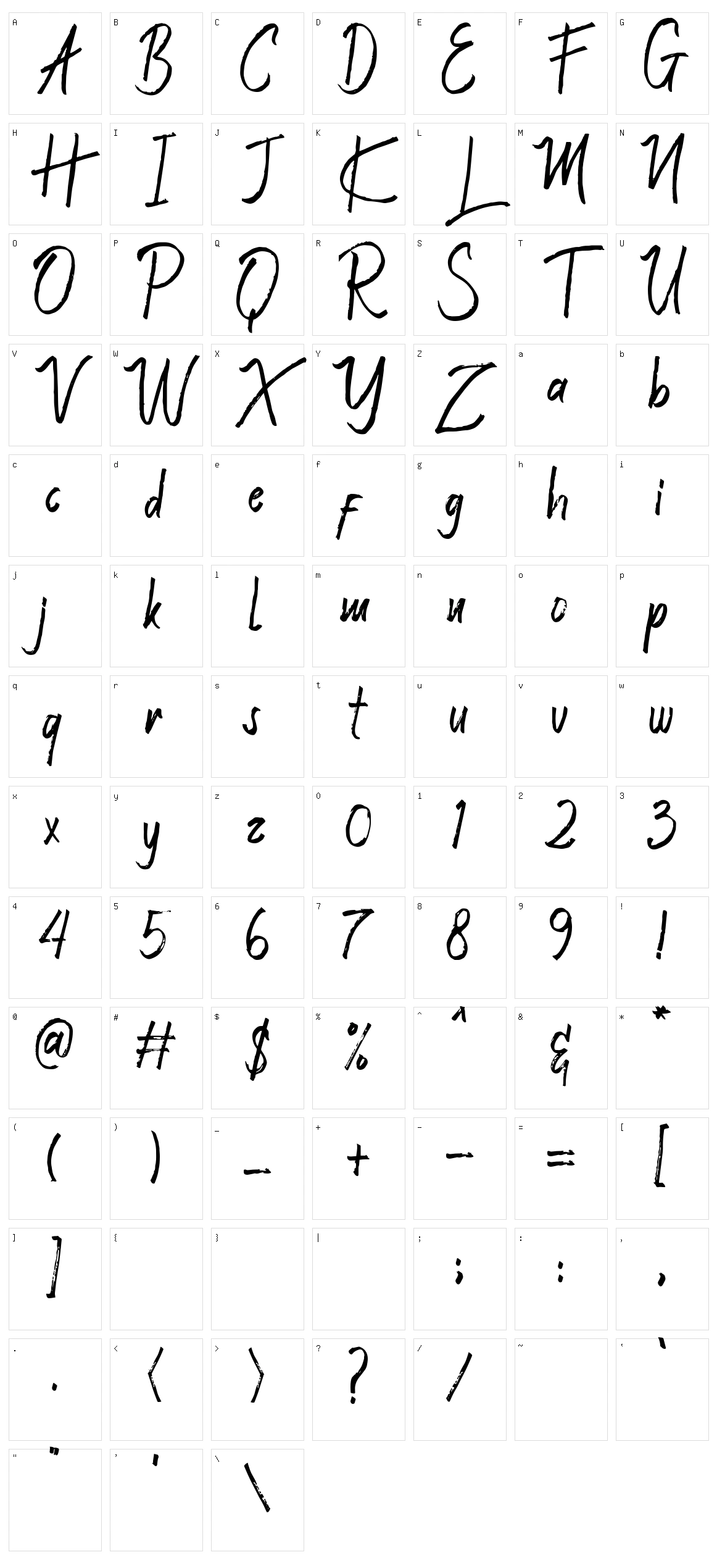 Valeriana Character Set