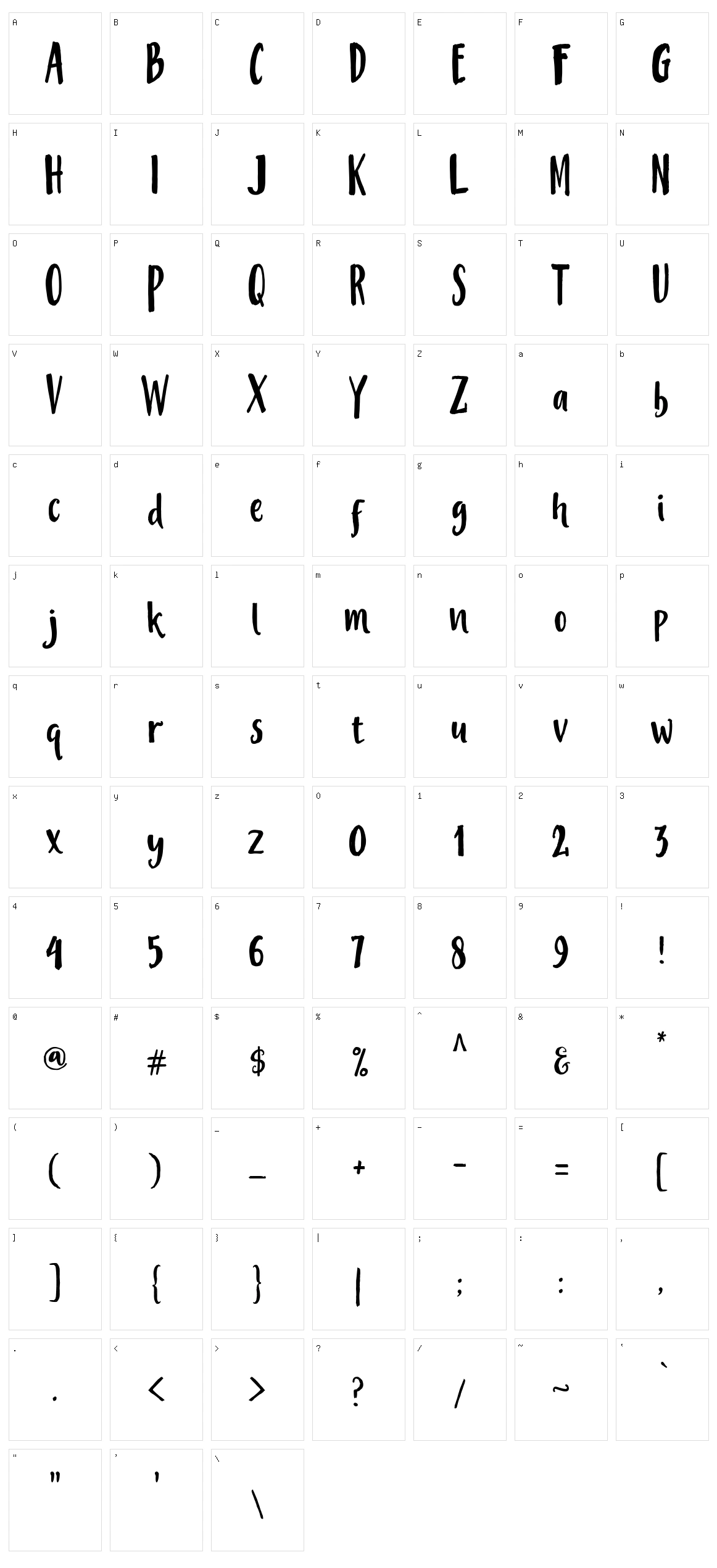 Mistery Font Character Set