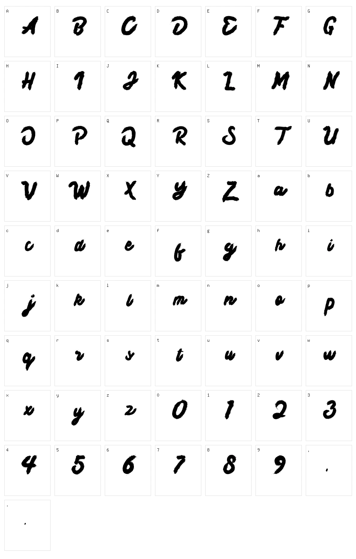 Taifun Script Character Set