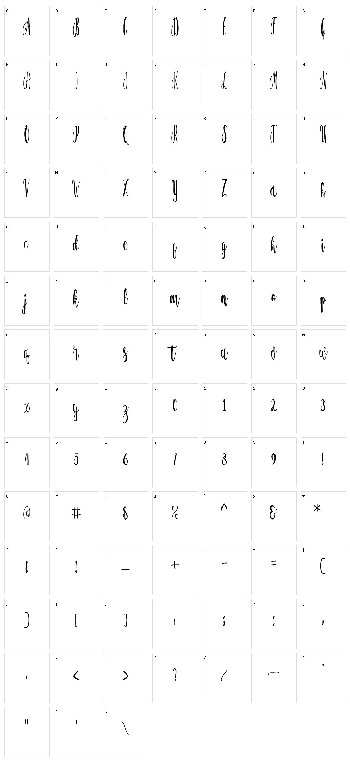 Flalkner Character Set