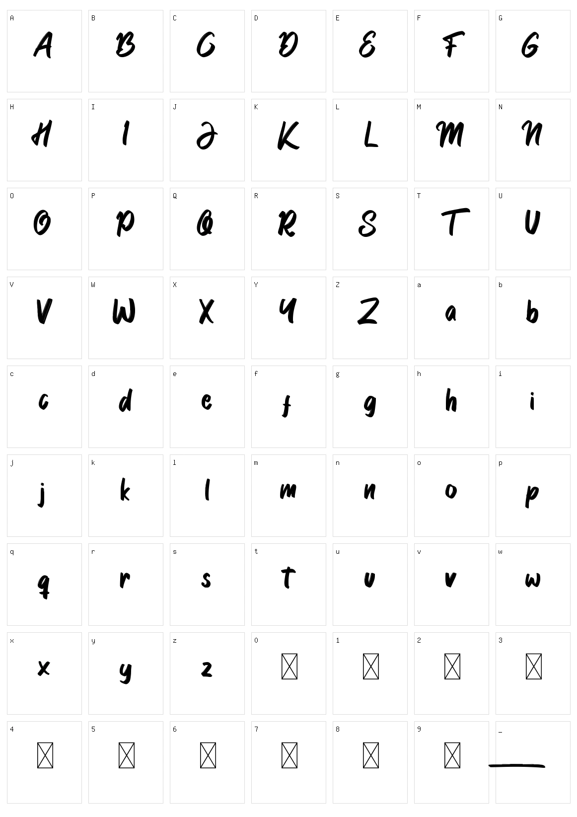 Garlobrush Character Set