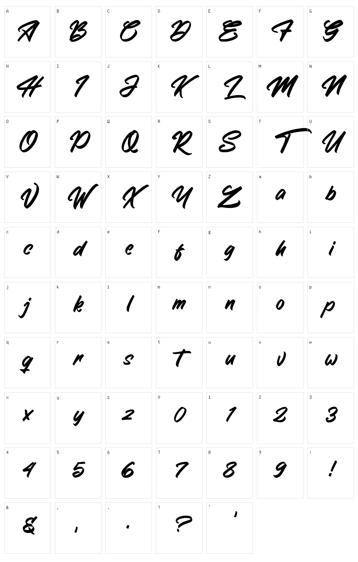 The Saxibrush Character Set