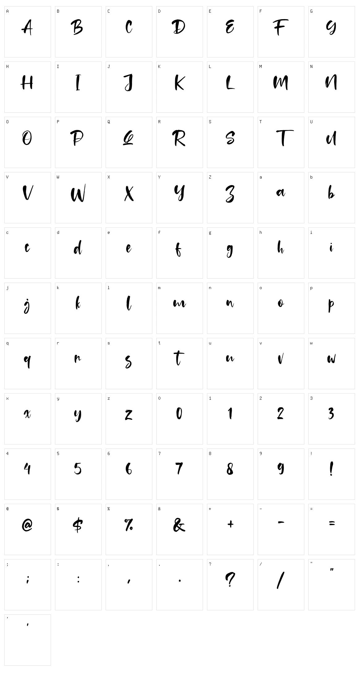 Tuckers Character Set