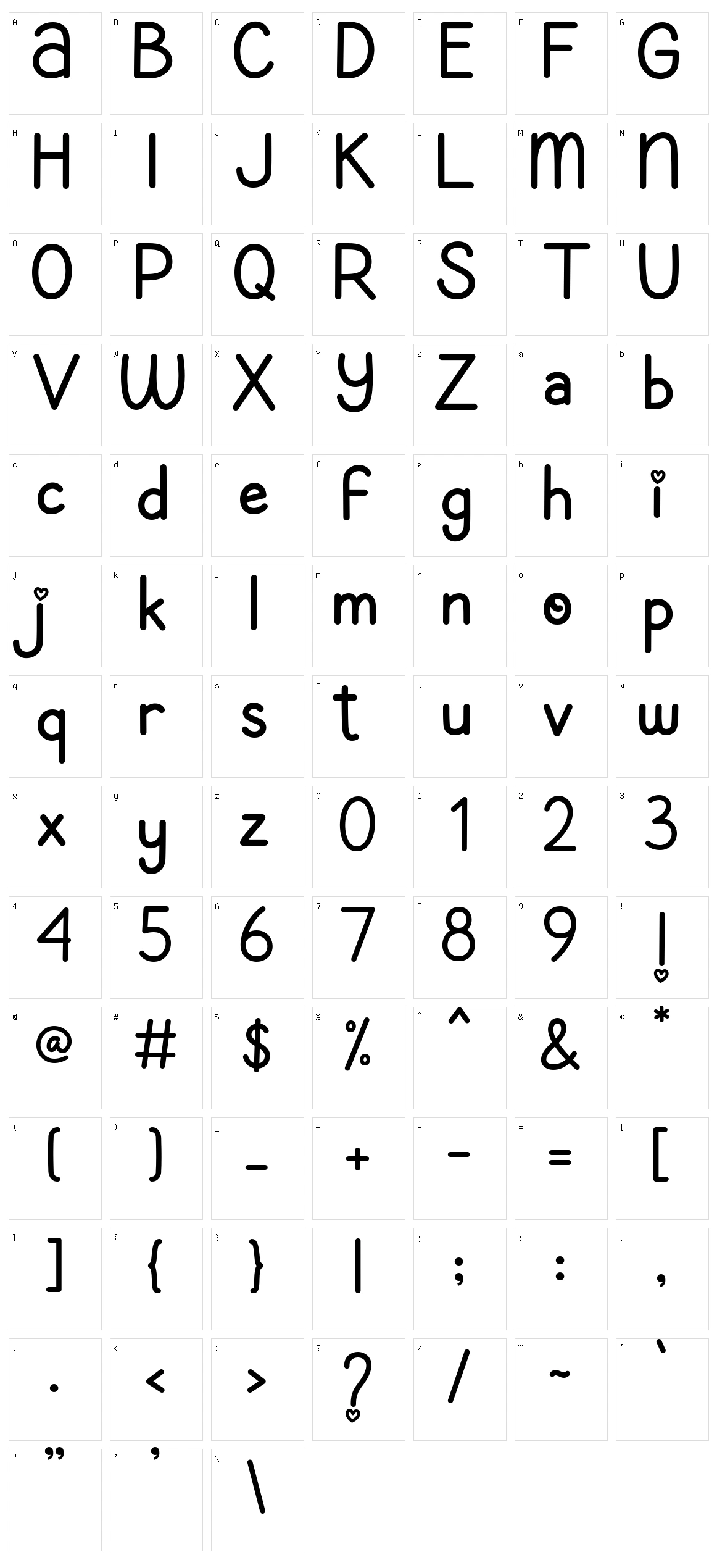 Amillova Character Set