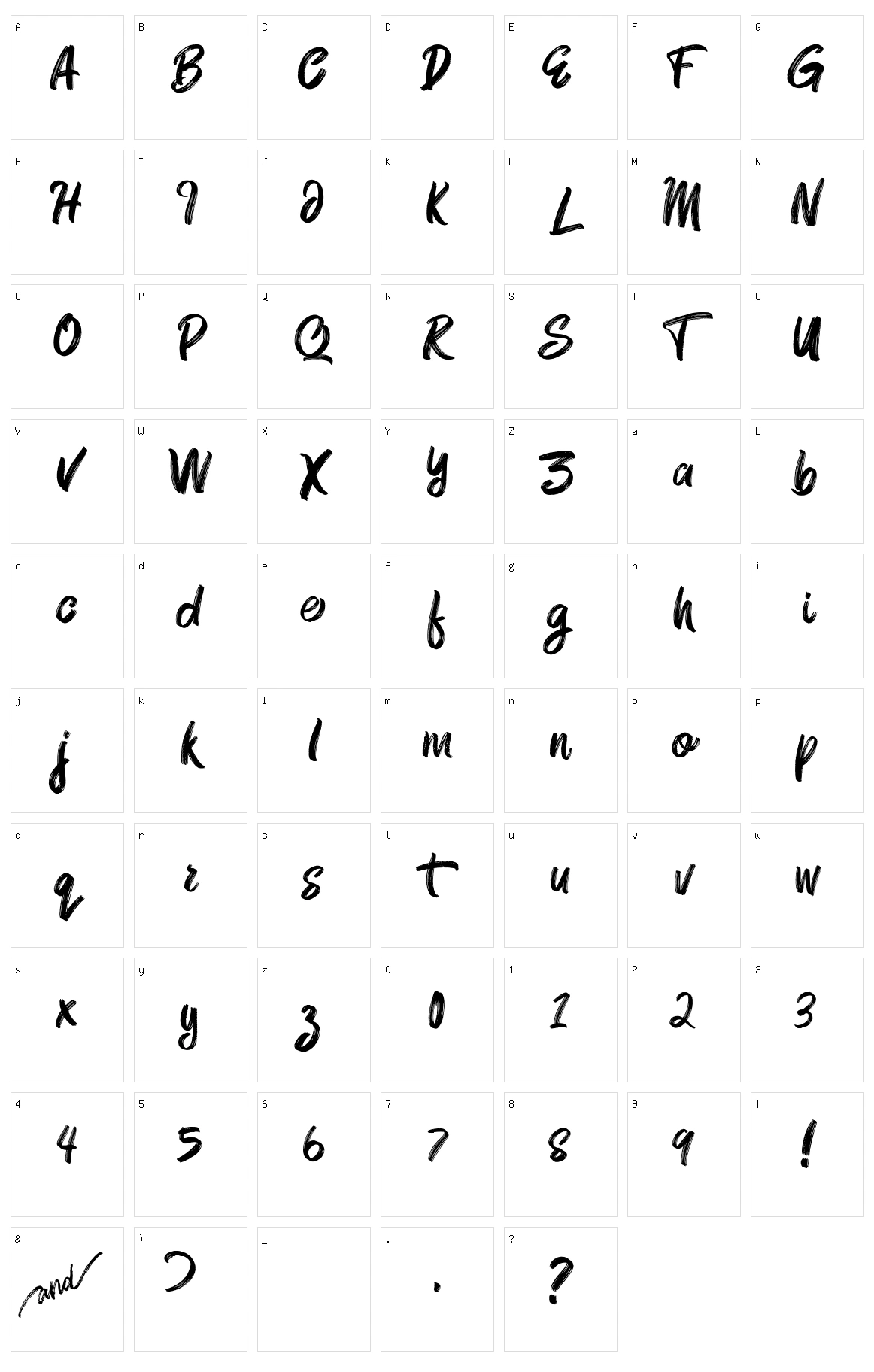 Mt. Blevas Character Set