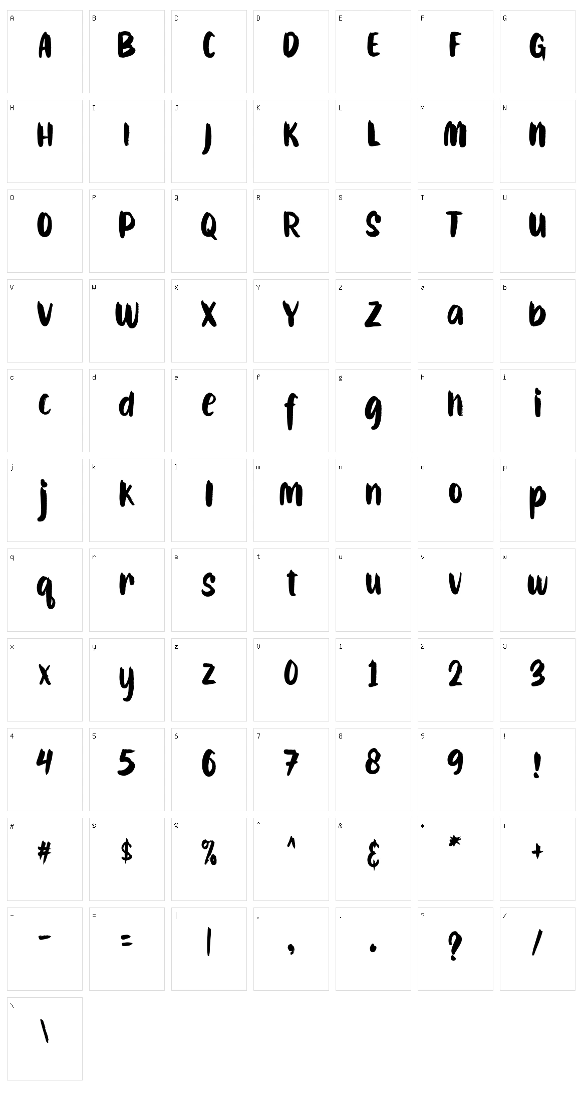 Caibojog Character Set