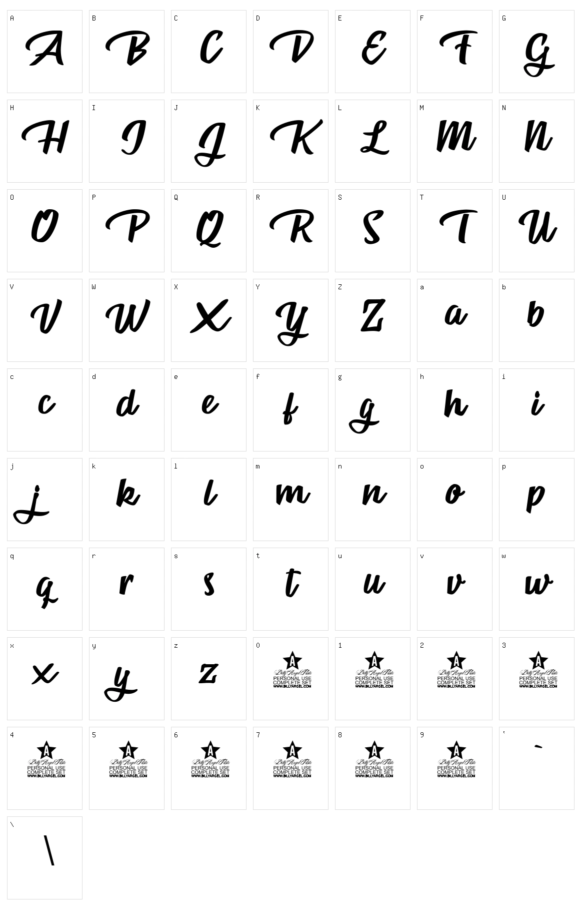 Talk Sing Character Set