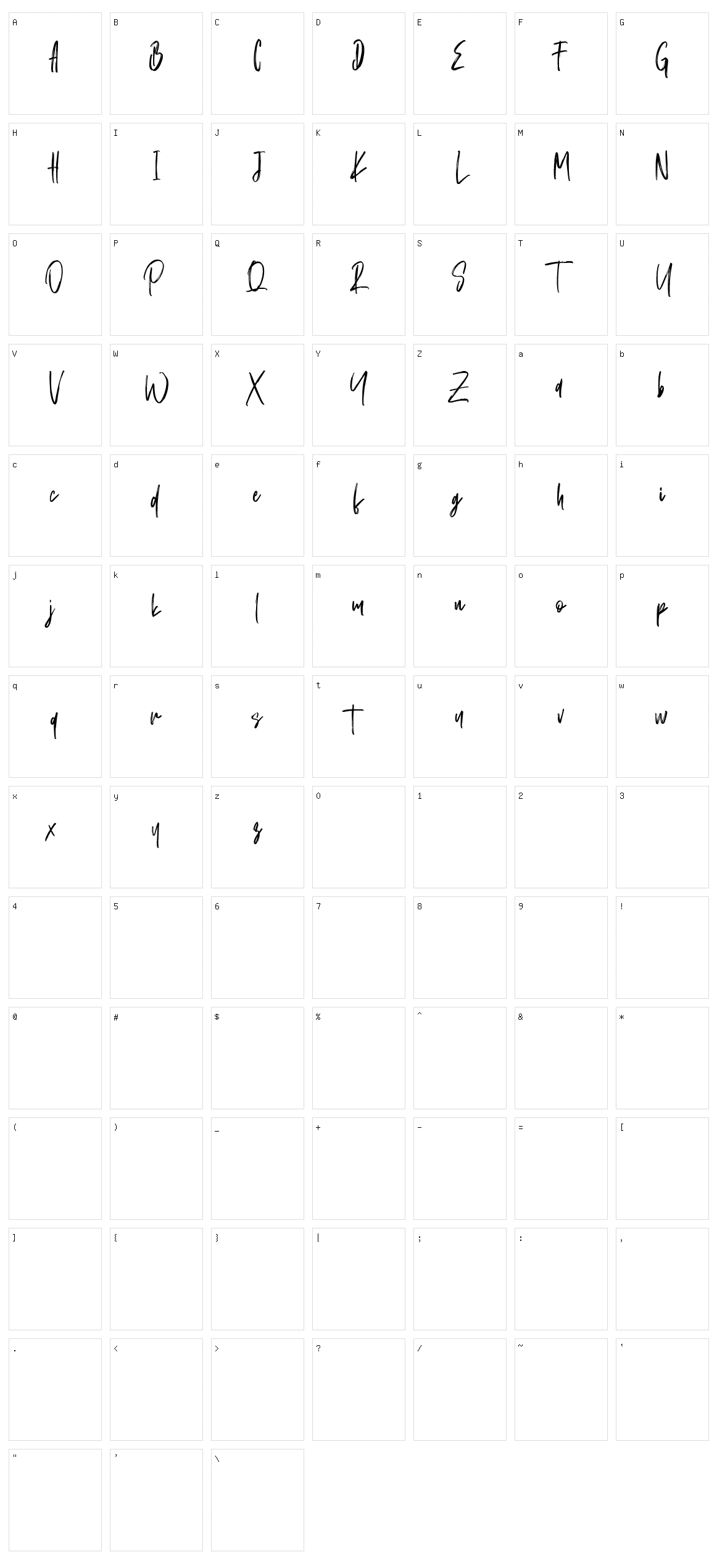 Schrader Character Set