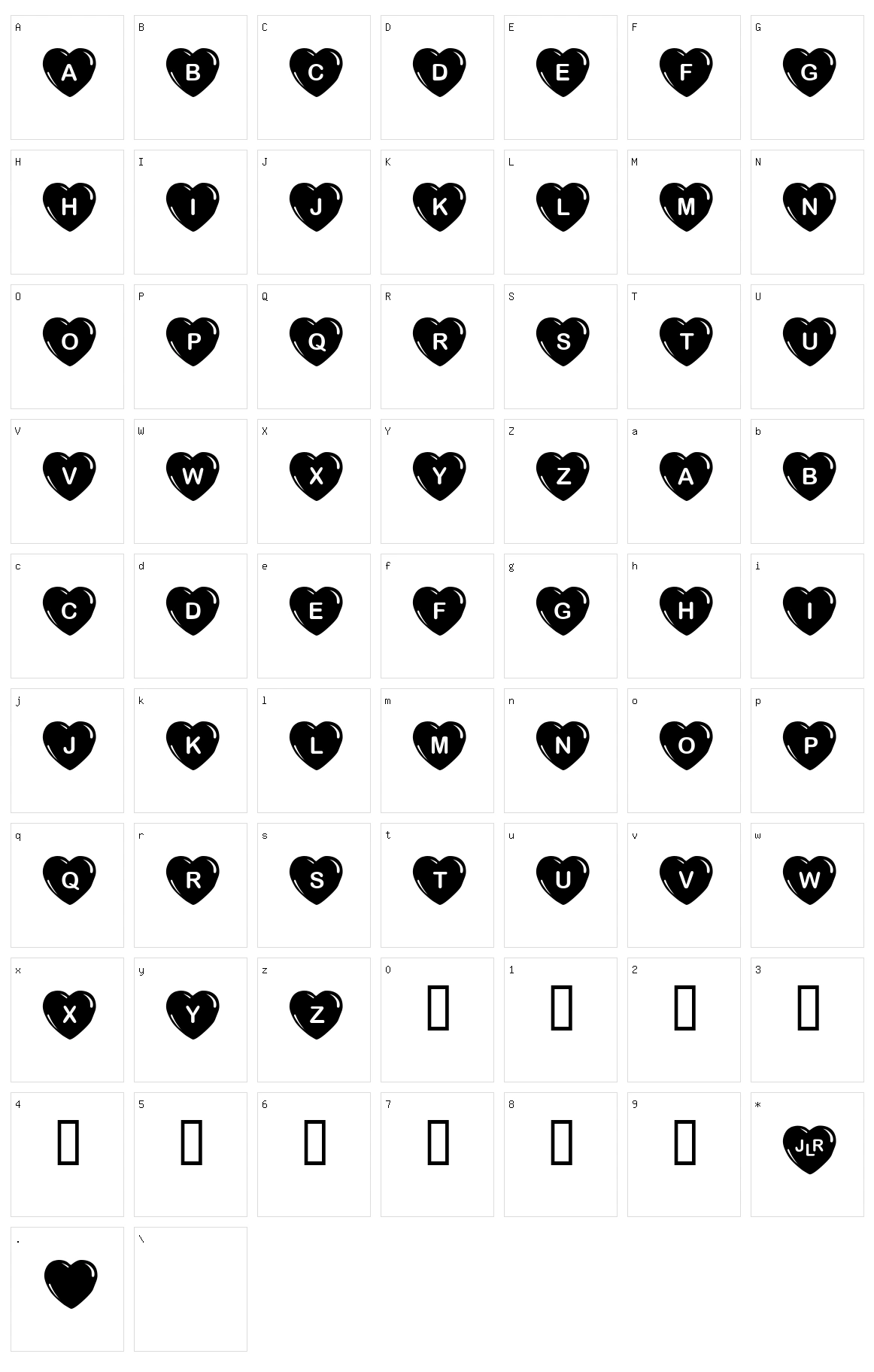 JLR Simple Hearts Character Set