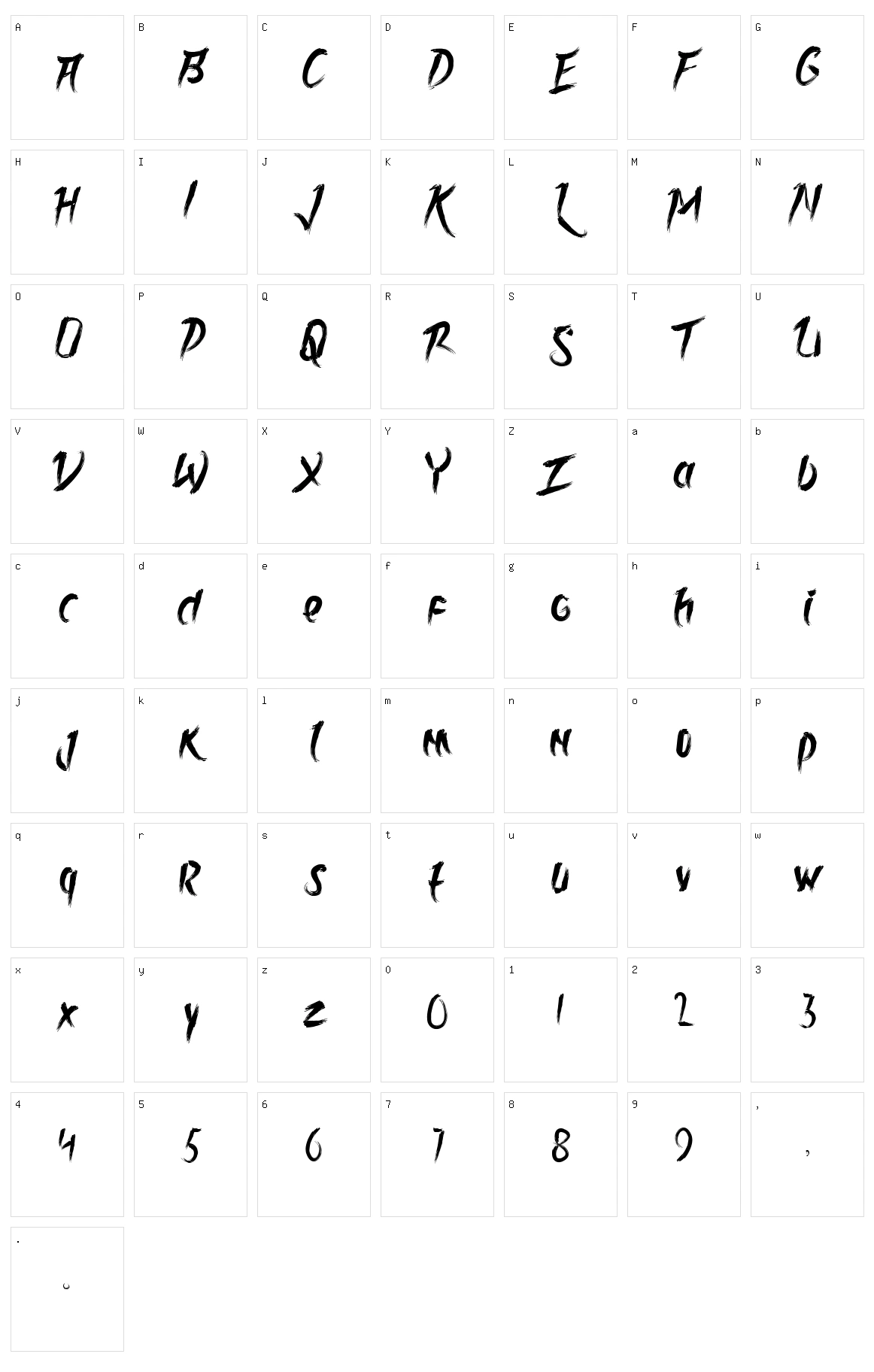 Rolingline Character Set