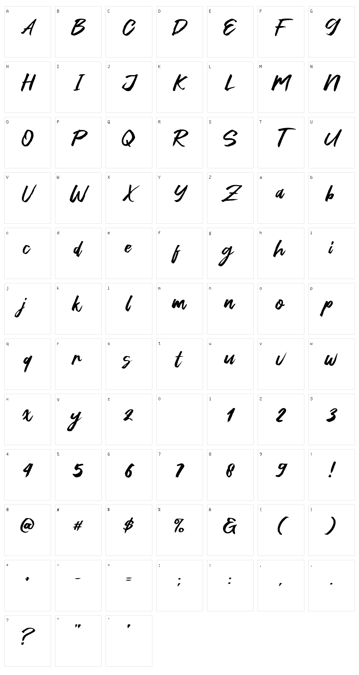 Green Fonte Character Set