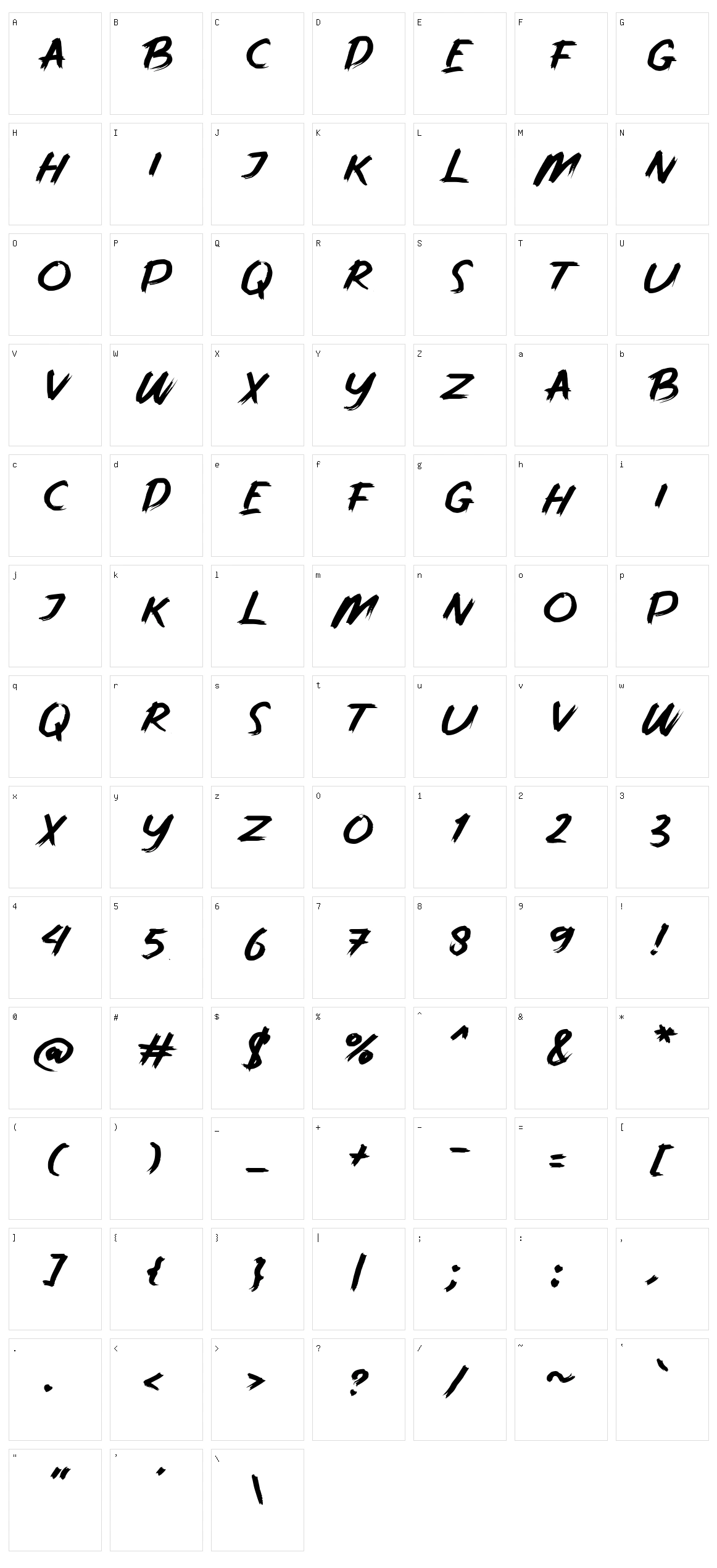 Digress Character Set