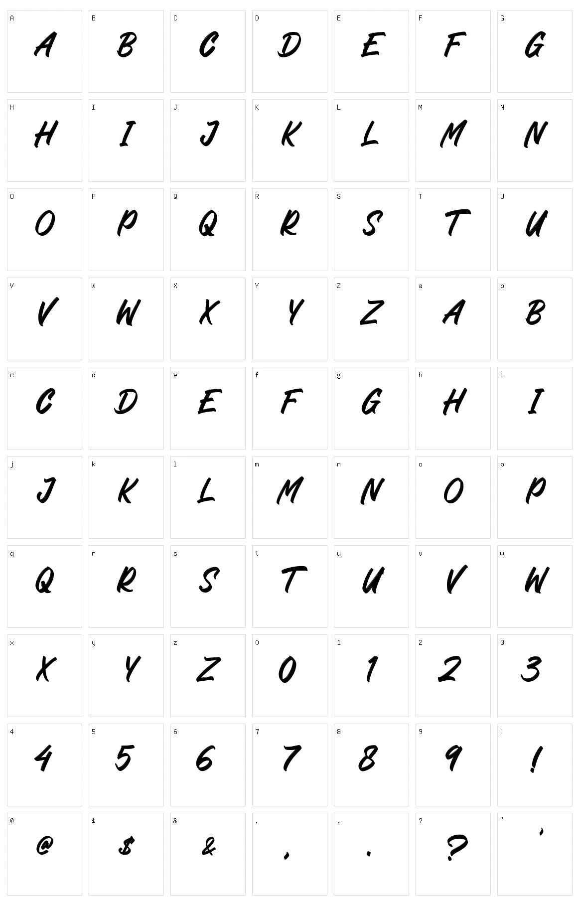 Carelo Brush Character Set