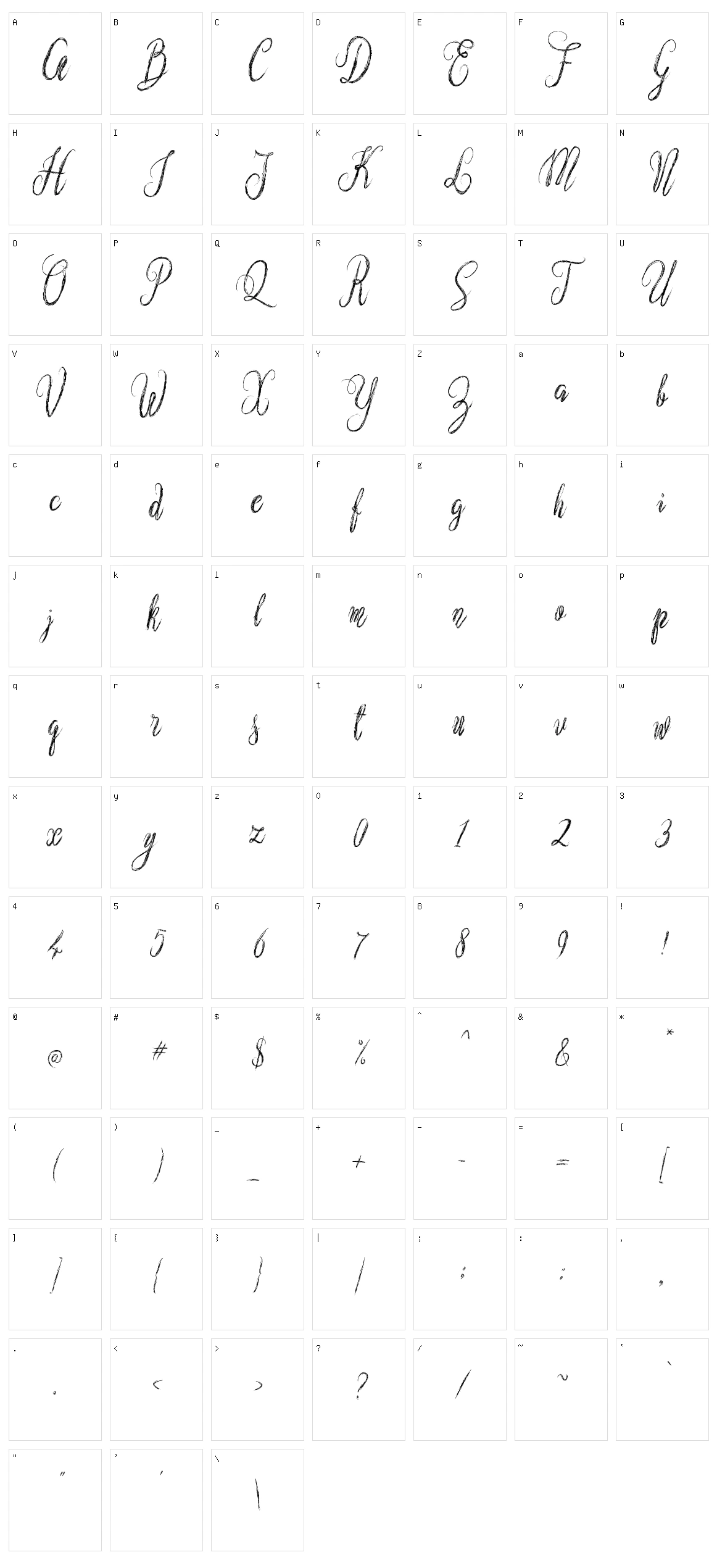 Nostar Script Character Set