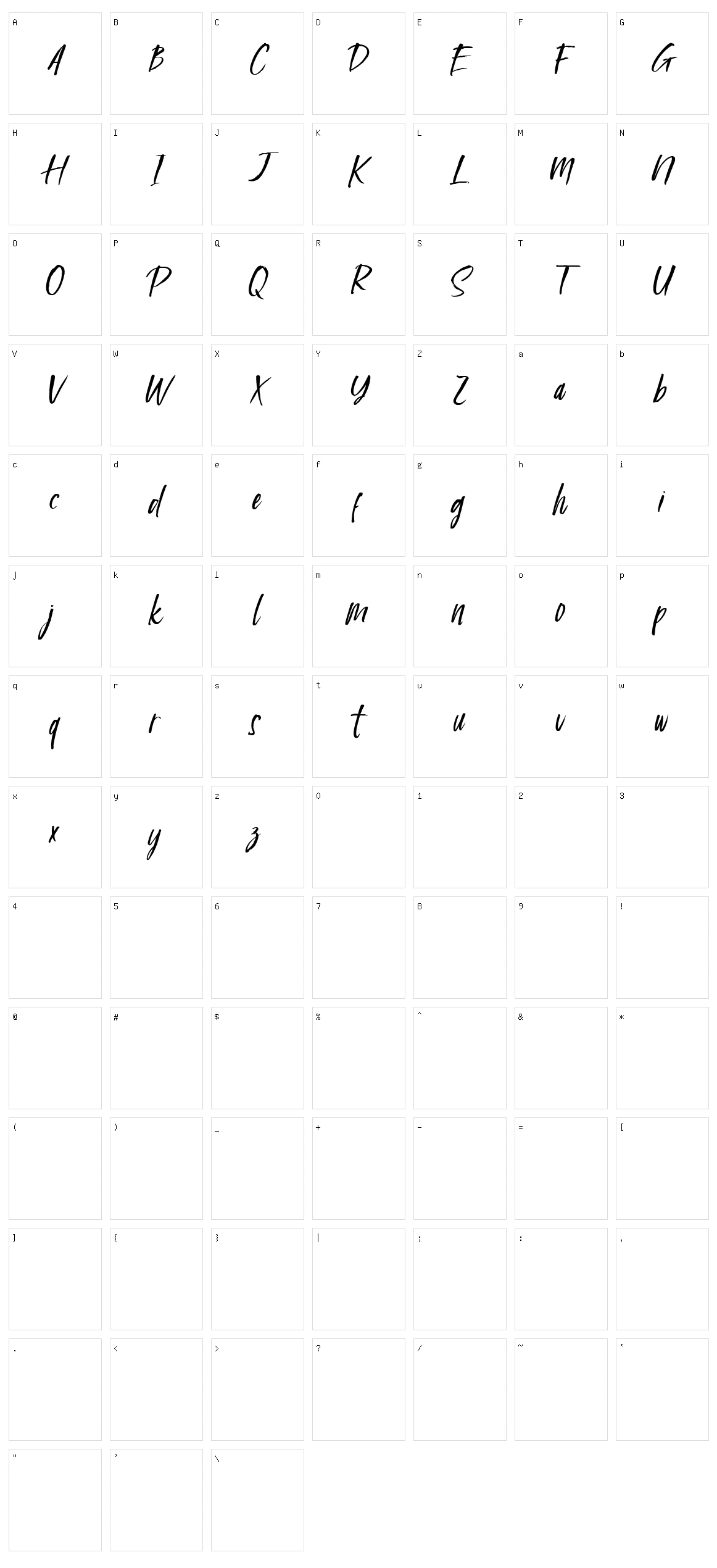 Calisatt Character Set
